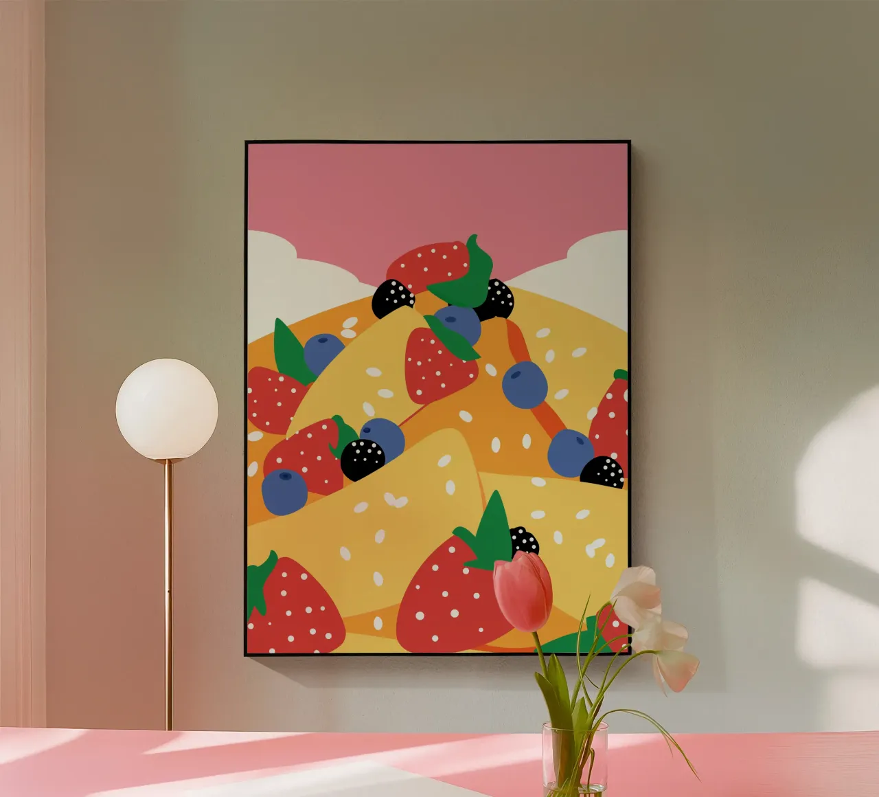Torta con fragole e mirtilli plexiglass da OFFICIAL FRUIT & VEGETABLES