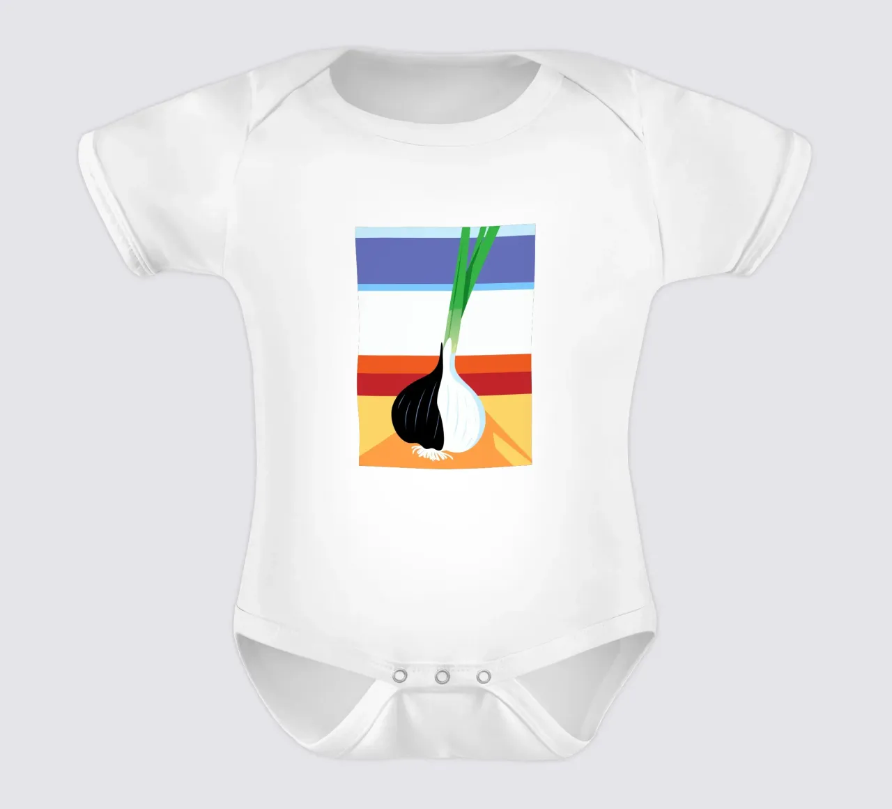 Aglio bianco e nero body neonato maniche corte da OFFICIAL FRUIT & VEGETABLES