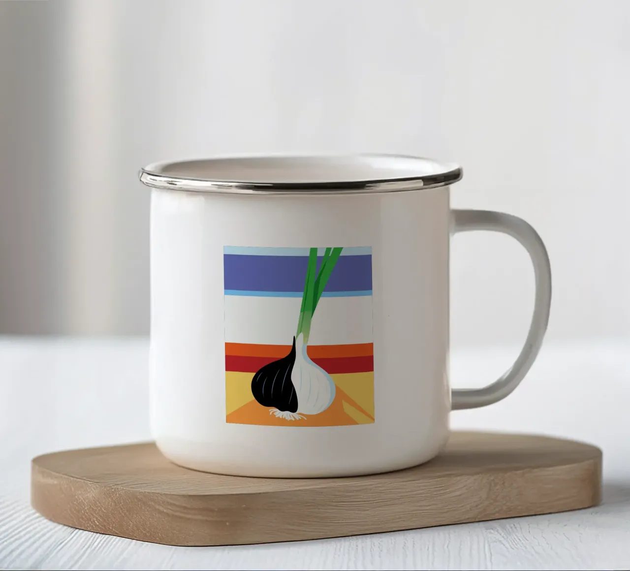Aglio bianco e nero tazza in smalto da OFFICIAL FRUIT & VEGETABLES