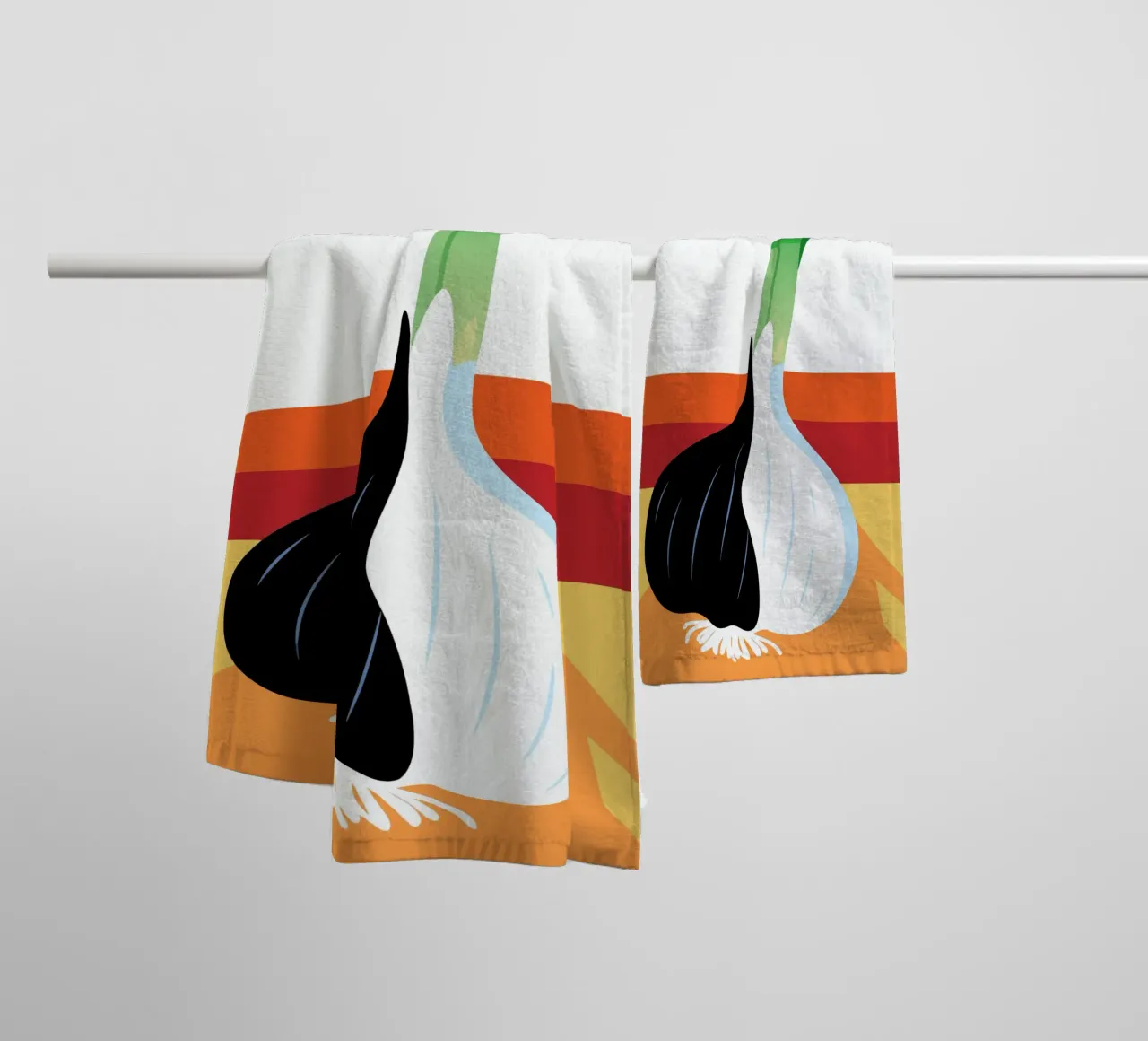Aglio bianco e nero asciugamano da bagno da OFFICIAL FRUIT & VEGETABLES