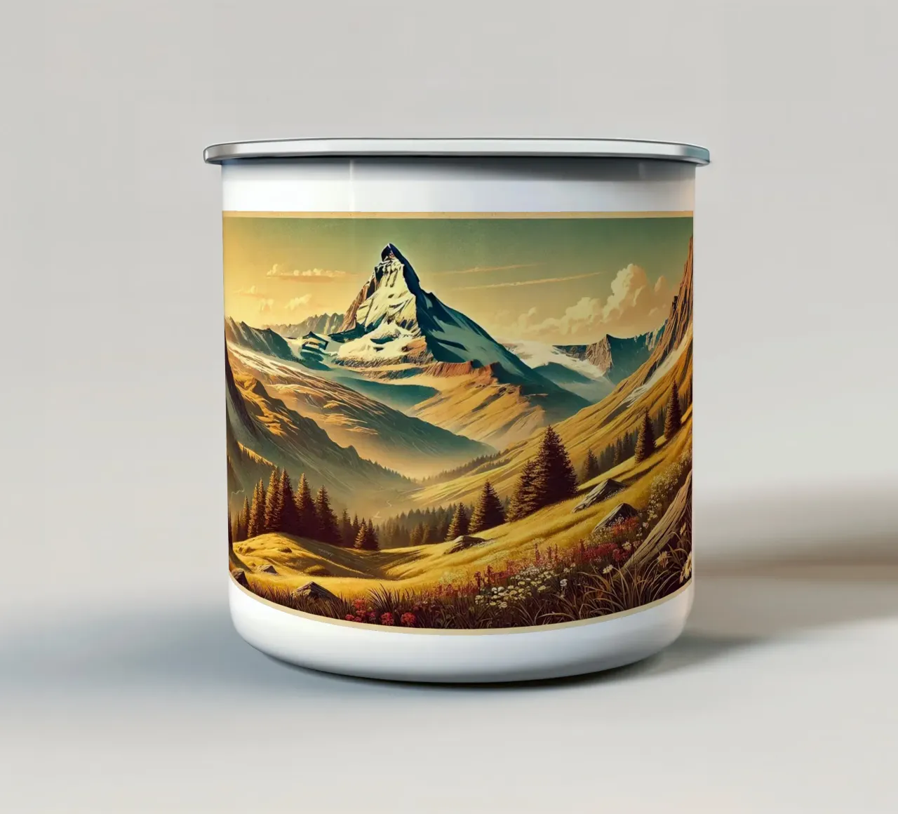 Poster d'epoca Svizzera, Cervino tazza in smalto da Wanderlust Vibes