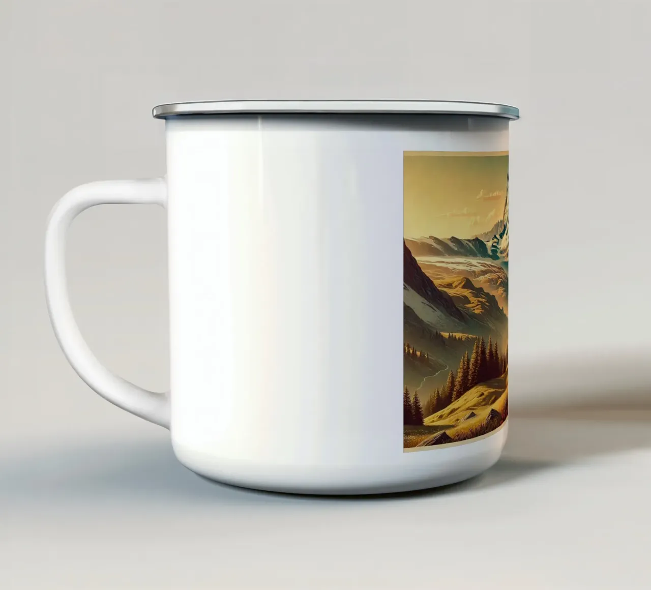 Poster d'epoca Svizzera, Cervino tazza in smalto da Wanderlust Vibes