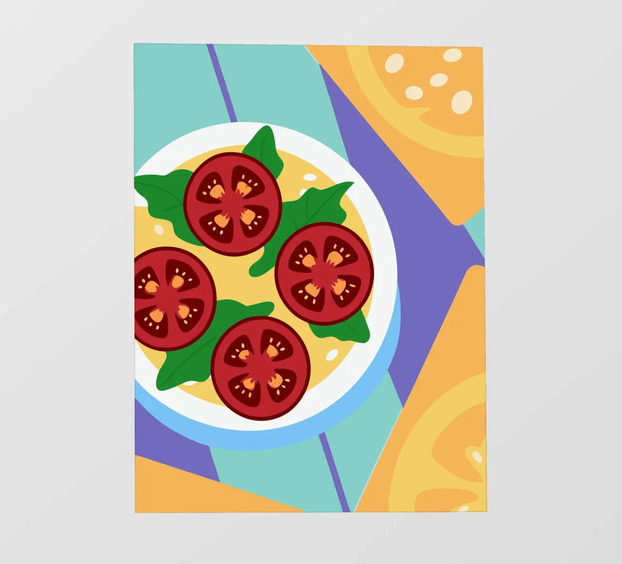 Ciotola di zuppa di pomodoro fresco con foglie verdi telo in pvc da OFFICIAL FRUIT & VEGETABLES