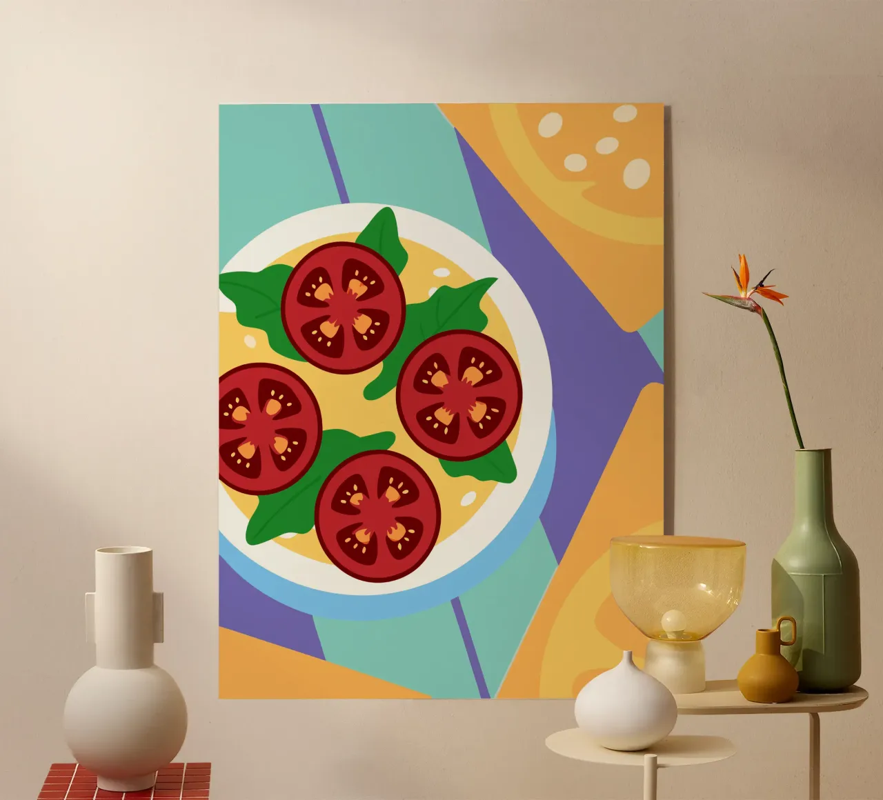 Tazón de sopa de tomate fresco con hojas verdes metacrilato de OFFICIAL FRUIT & VEGETABLES