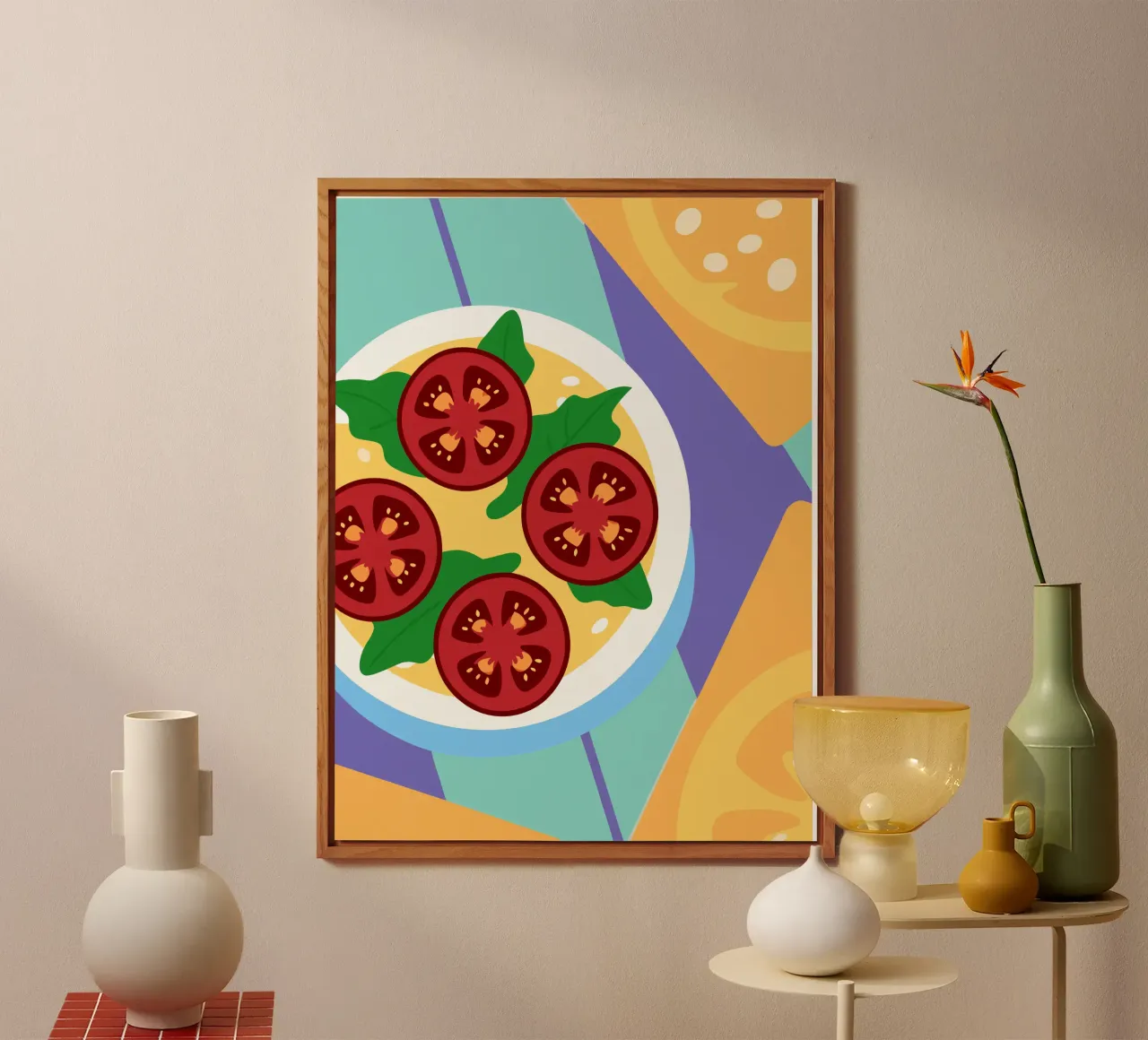 Ciotola di zuppa di pomodoro fresco con foglie verdi alluminio dibond da OFFICIAL FRUIT & VEGETABLES