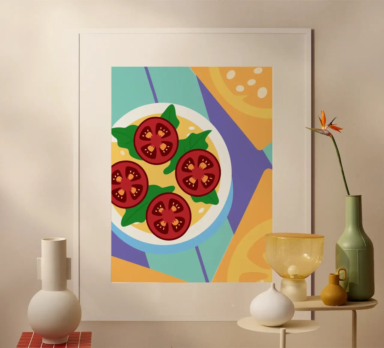 Tazón de sopa de tomate fresco con hojas verdes hahnemühle de OFFICIAL FRUIT & VEGETABLES