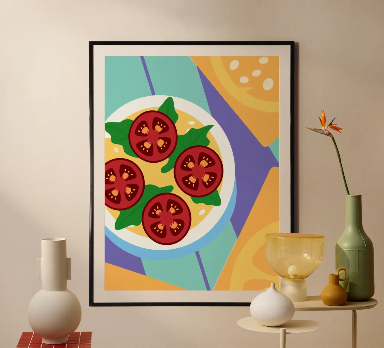 Tazón de sopa de tomate fresco con hojas verdes hahnemühle de OFFICIAL FRUIT & VEGETABLES