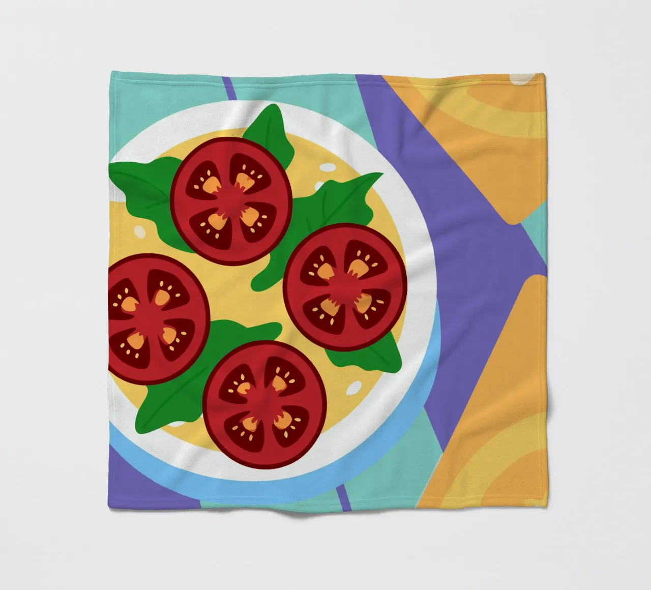 Ciotola di zuppa di pomodoro fresco con foglie verdi coperta in pile da OFFICIAL FRUIT & VEGETABLES