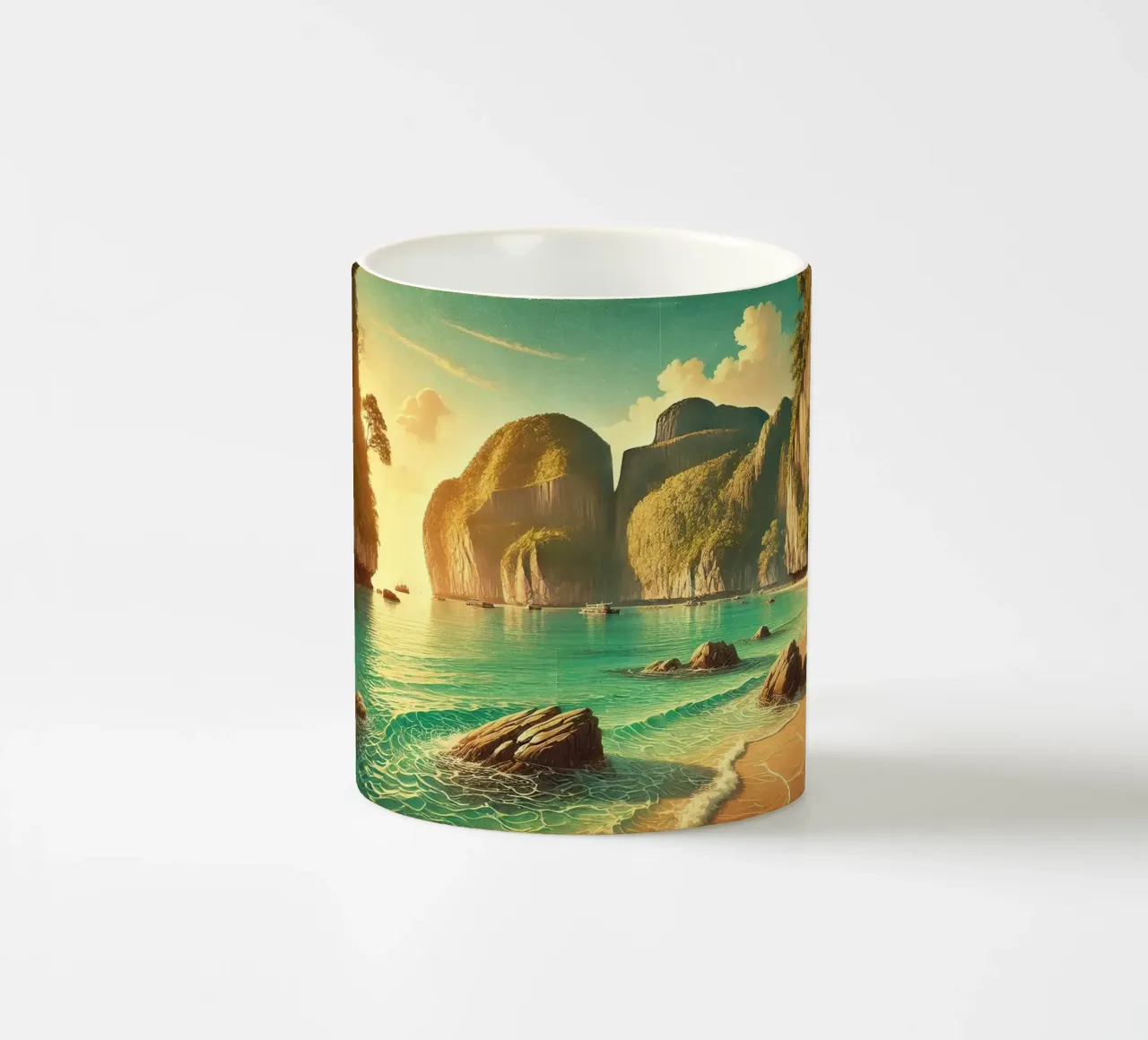 Poster d'epoca sulla Thailandia, Isole Phi Phi tazza in ceramica da Wanderlust Vibes