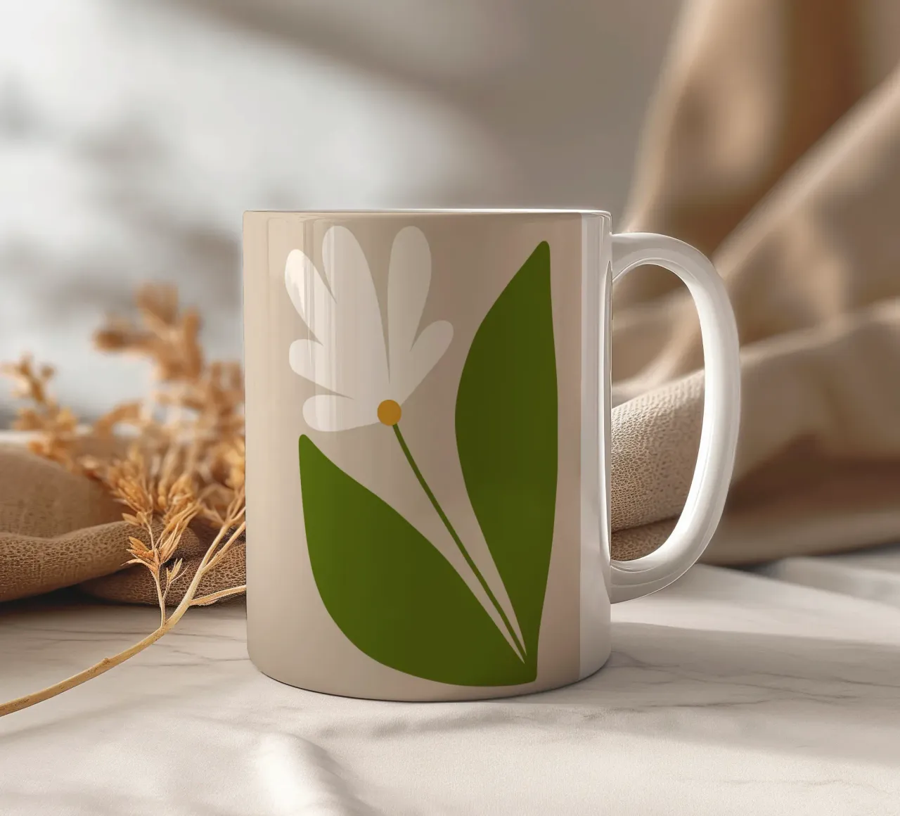 White Green Bloom tazza in ceramica da TijanaArtStudio88