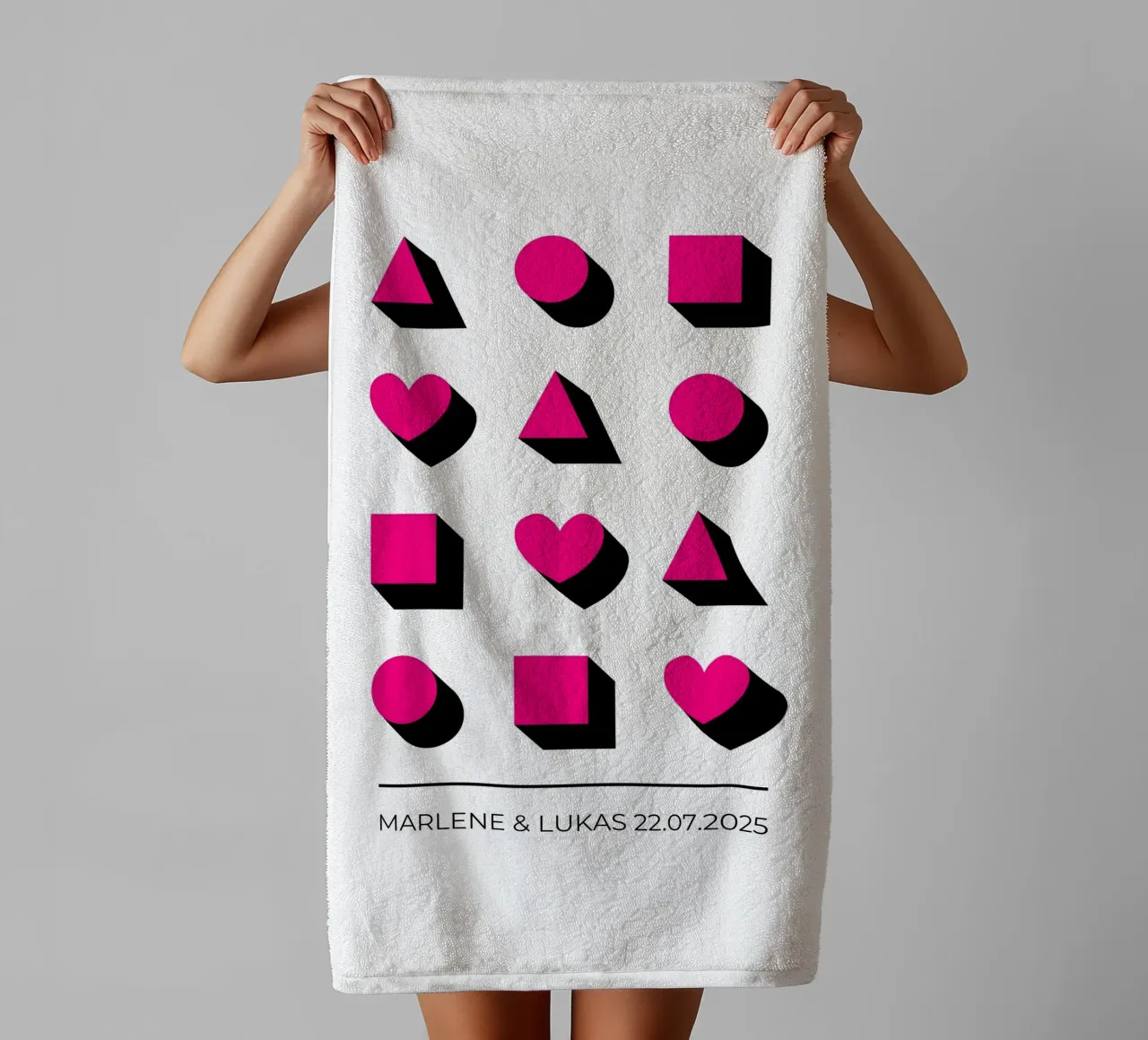 Wunschname - geometrisch pink asciugamano da bagno da BAINAI BRICK