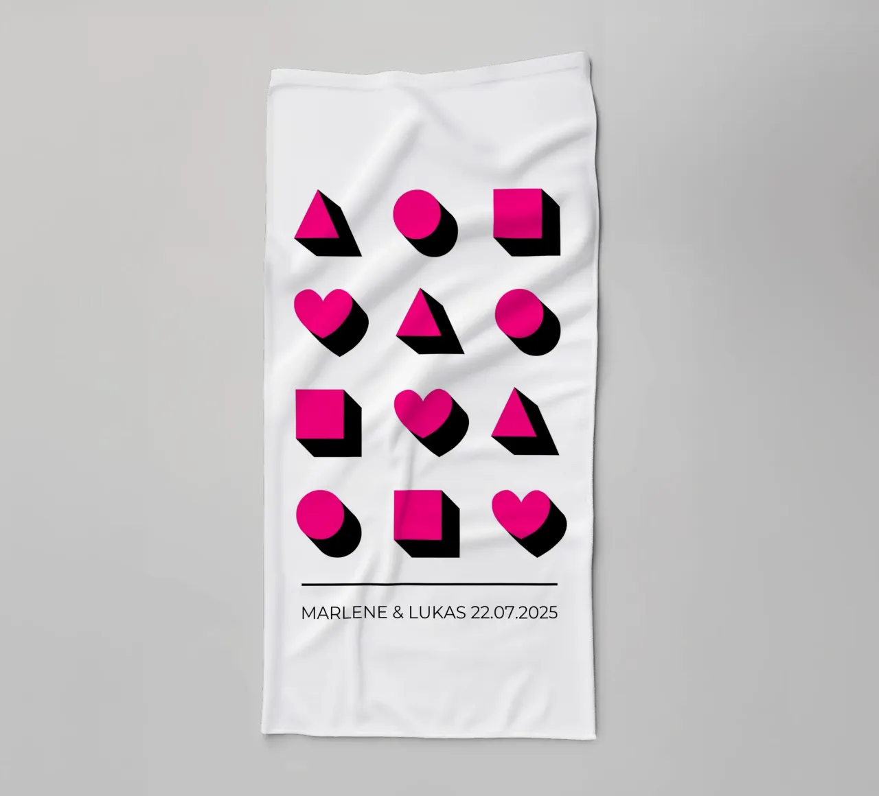 Wunschname - geometrisch pink asciugamano da bagno da BAINAI BRICK