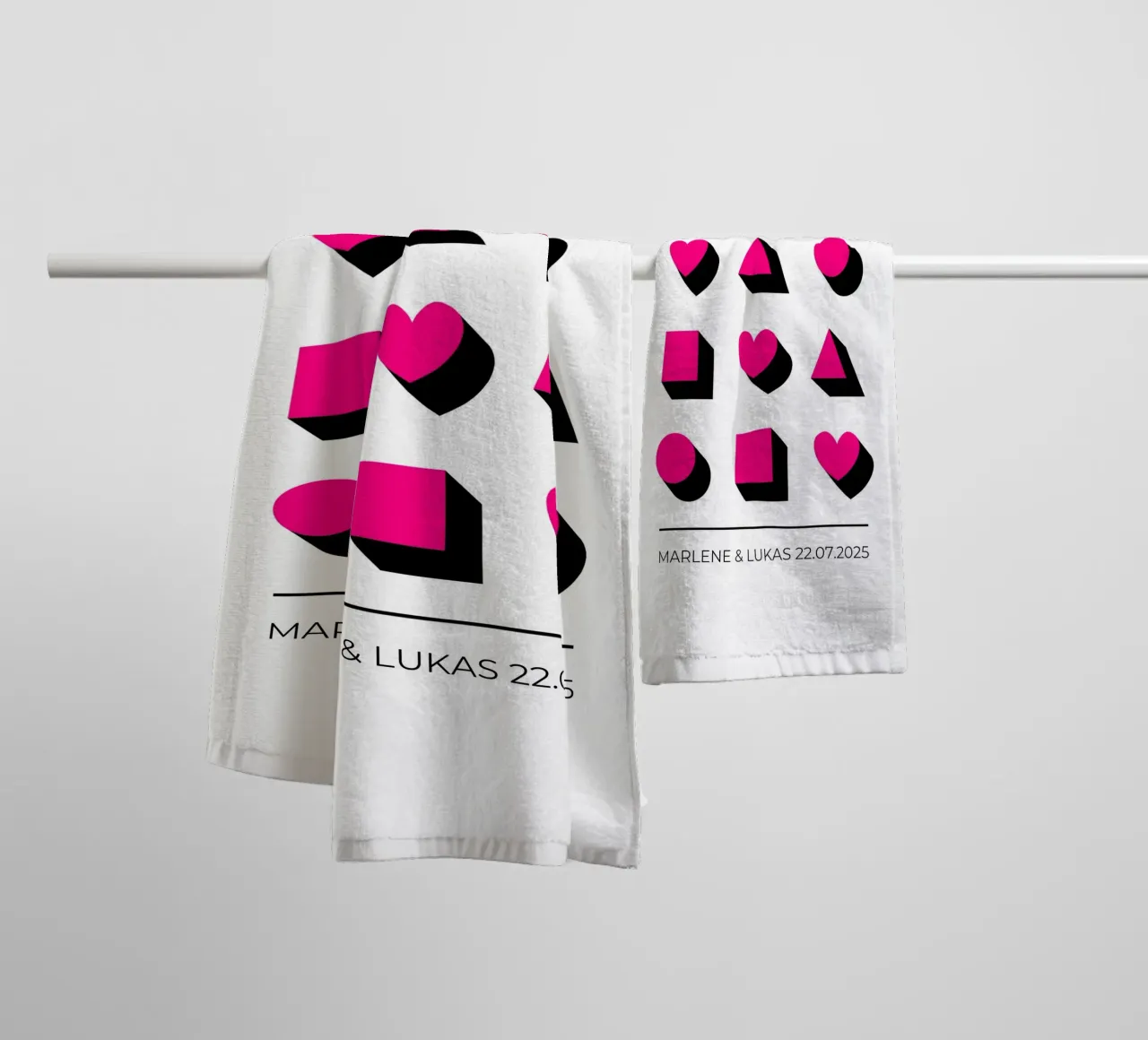 Wunschname - geometrisch pink asciugamano da bagno da BAINAI BRICK