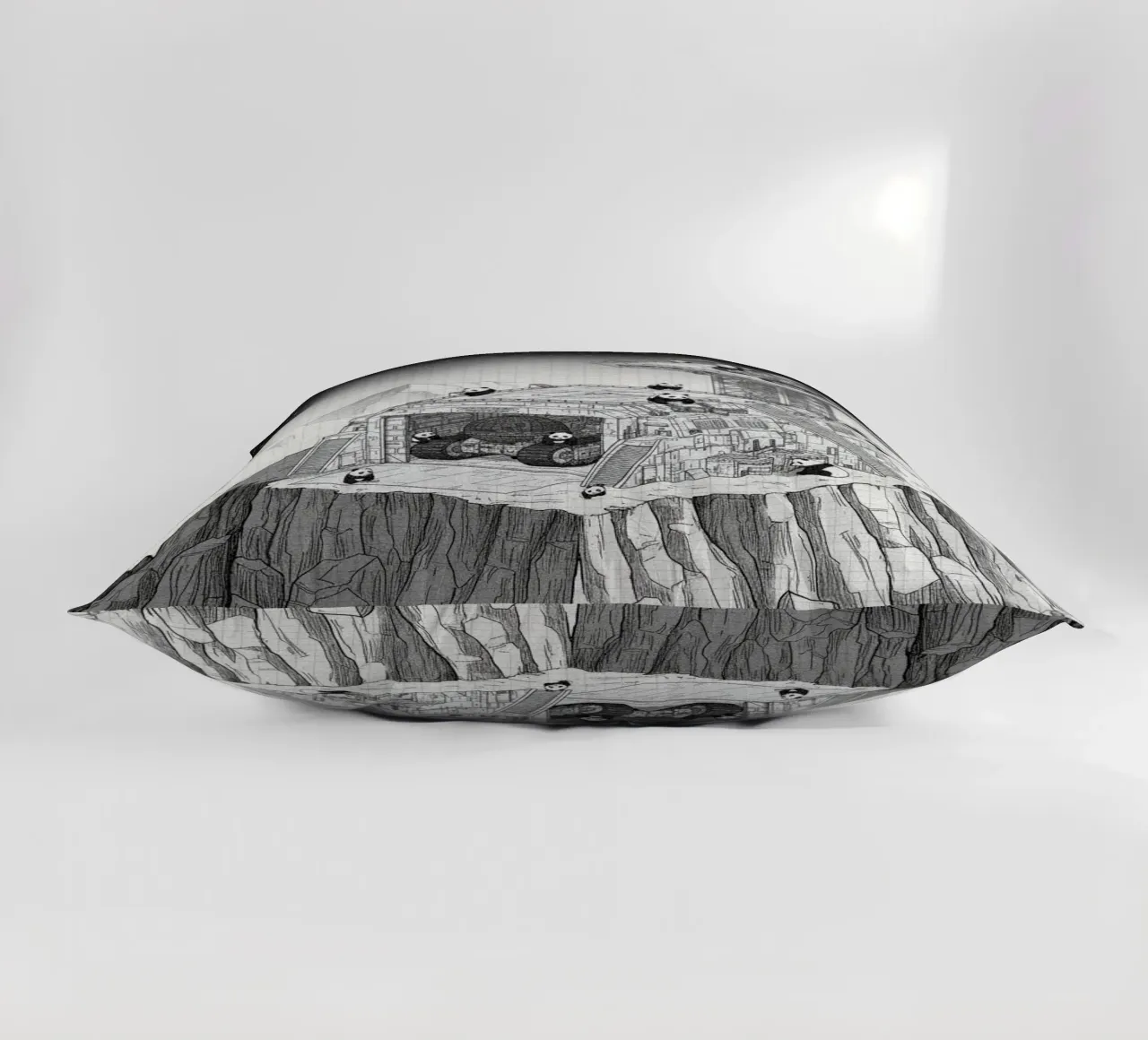 Space Station in Black and White. Pandas included kussen van ZEN VACATION