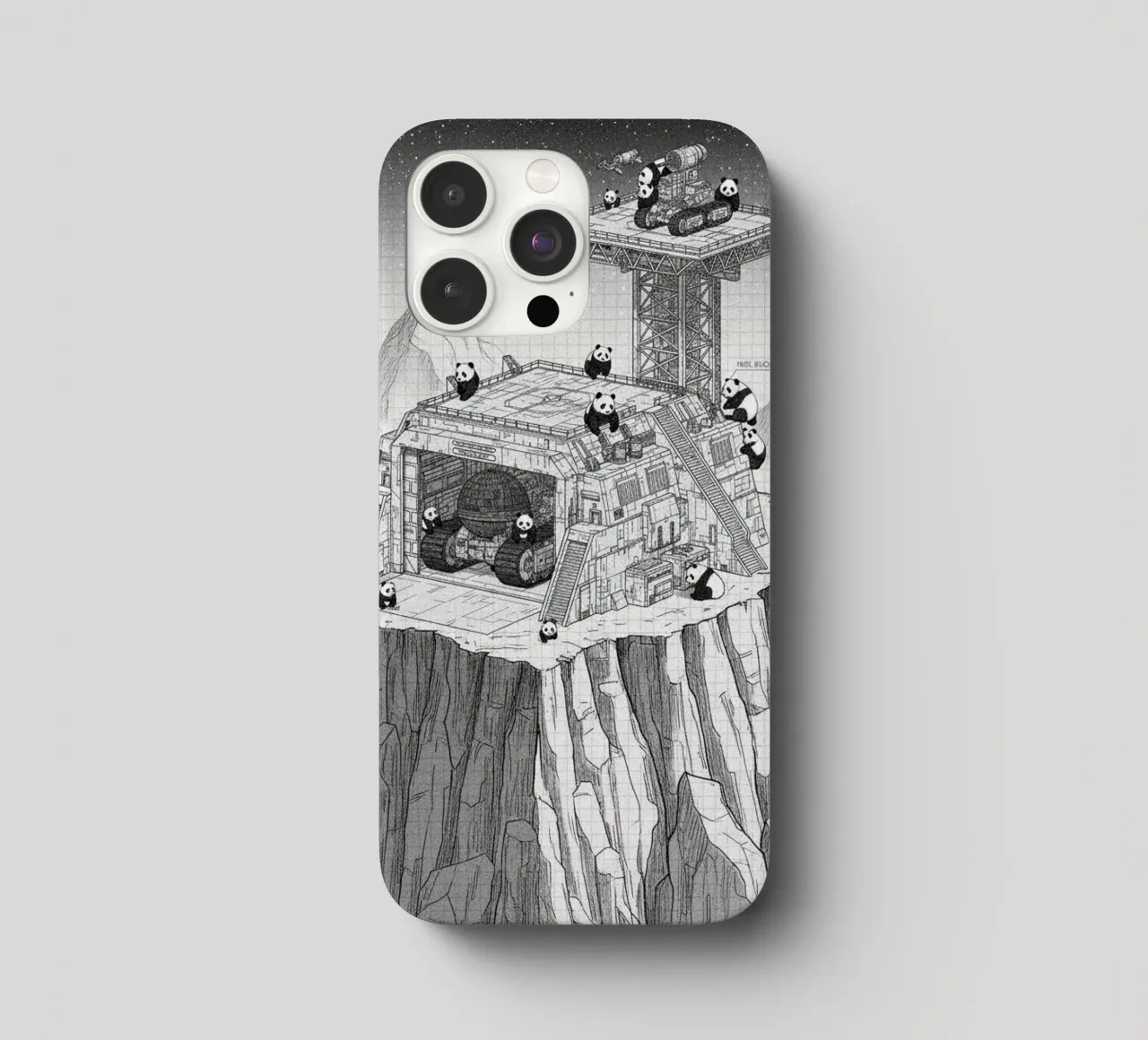 Space Station in Black and White. Pandas included cover iphone da ZEN VACATION