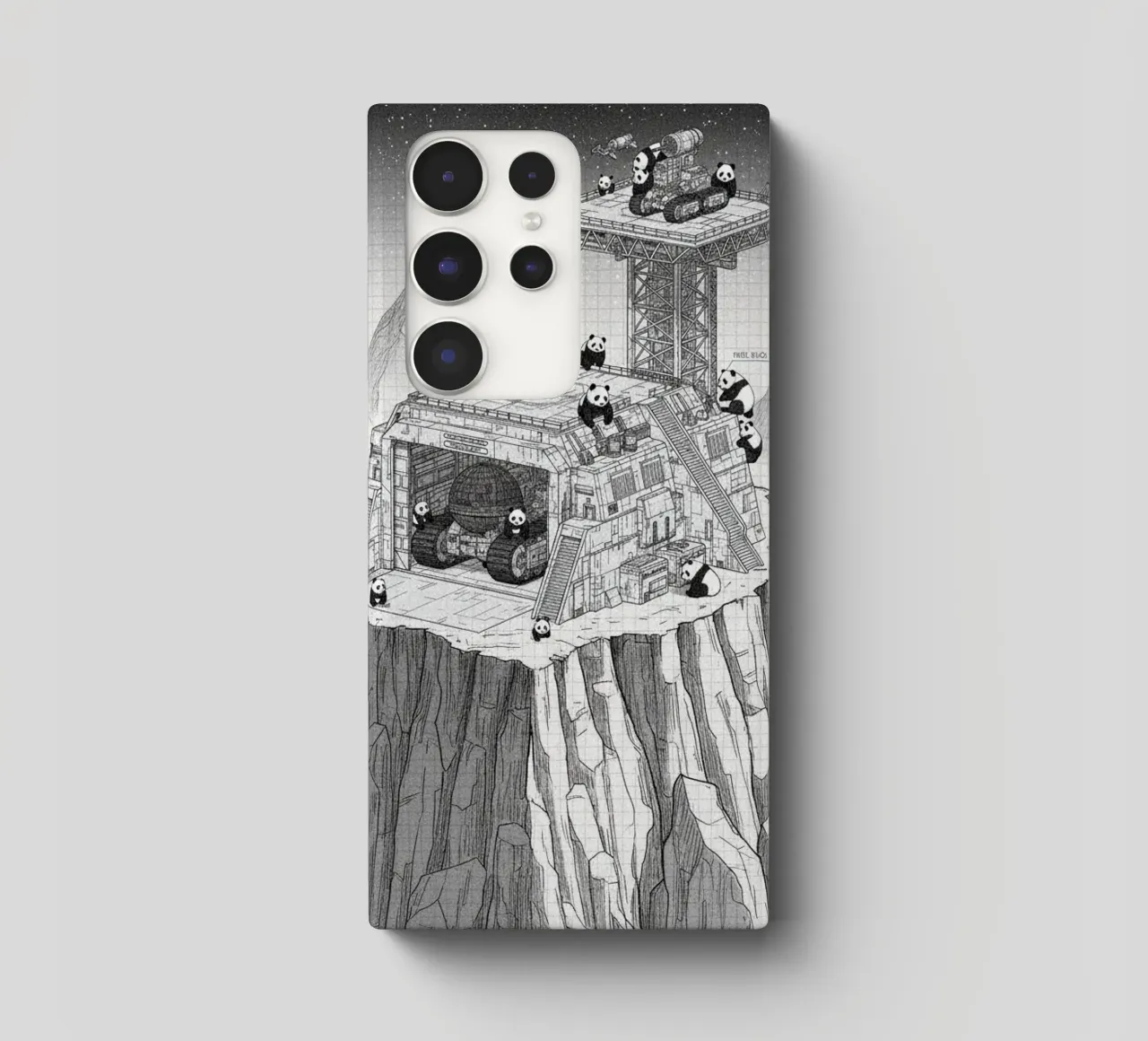 Space Station in Black and White. Pandas included cover samsung da ZEN VACATION