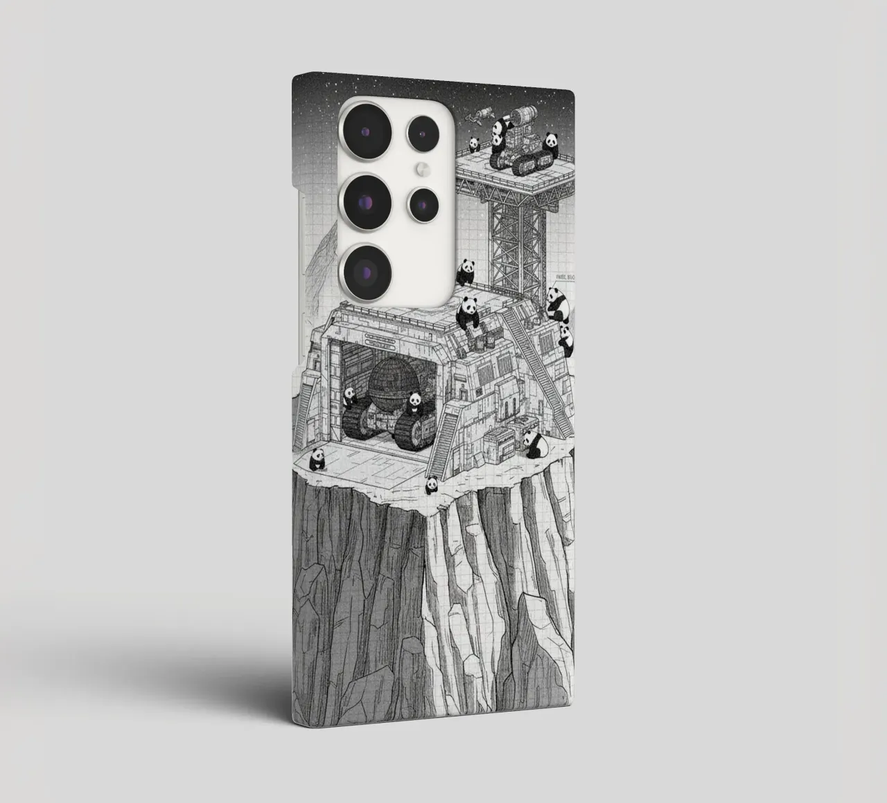 Space Station in Black and White. Pandas included cover samsung da ZEN VACATION