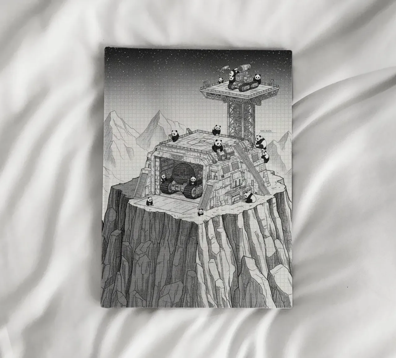 Space Station in Black and White. Pandas included notebook by ZEN VACATION