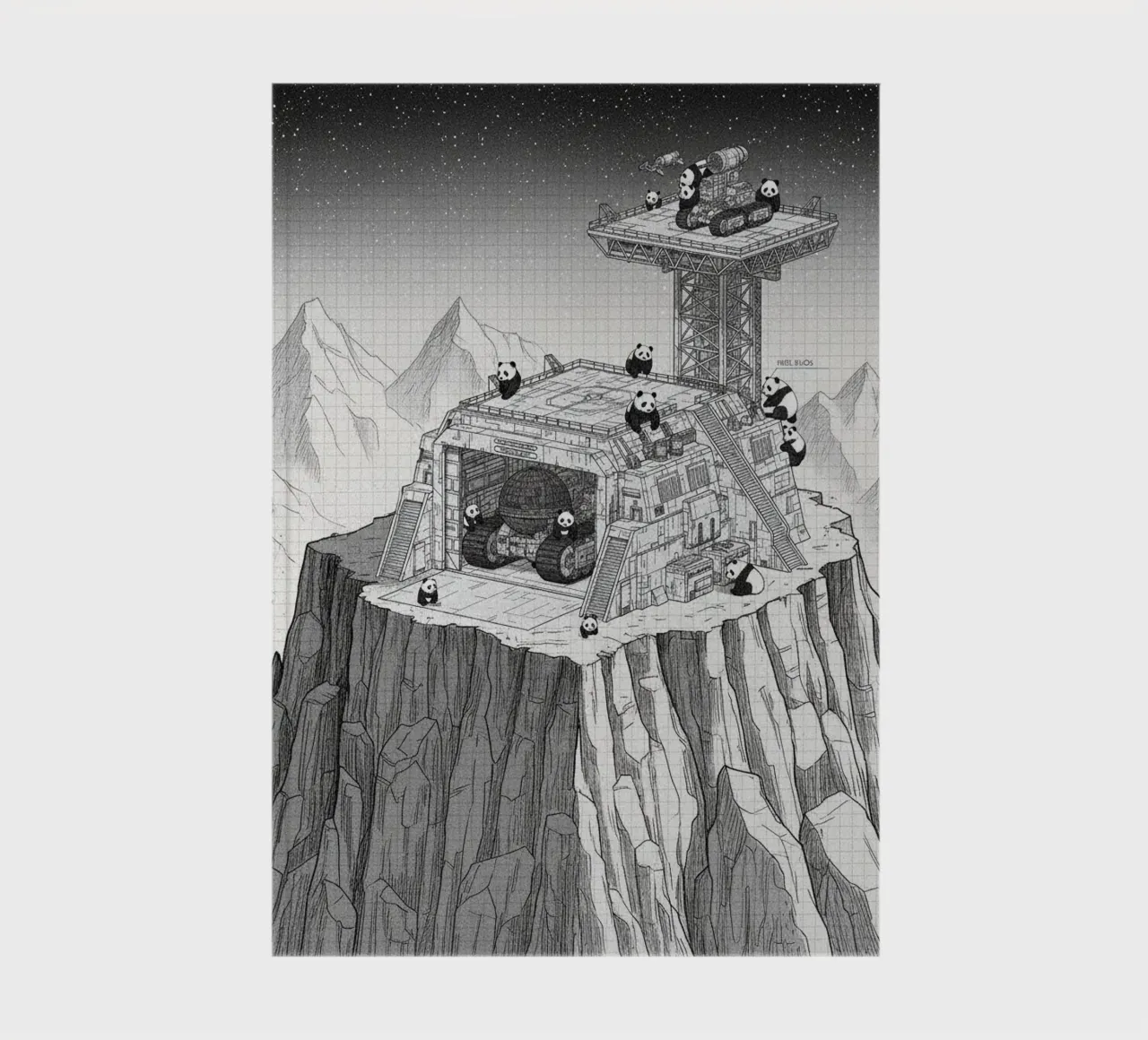 Space Station in Black and White. Pandas included notebook by ZEN VACATION