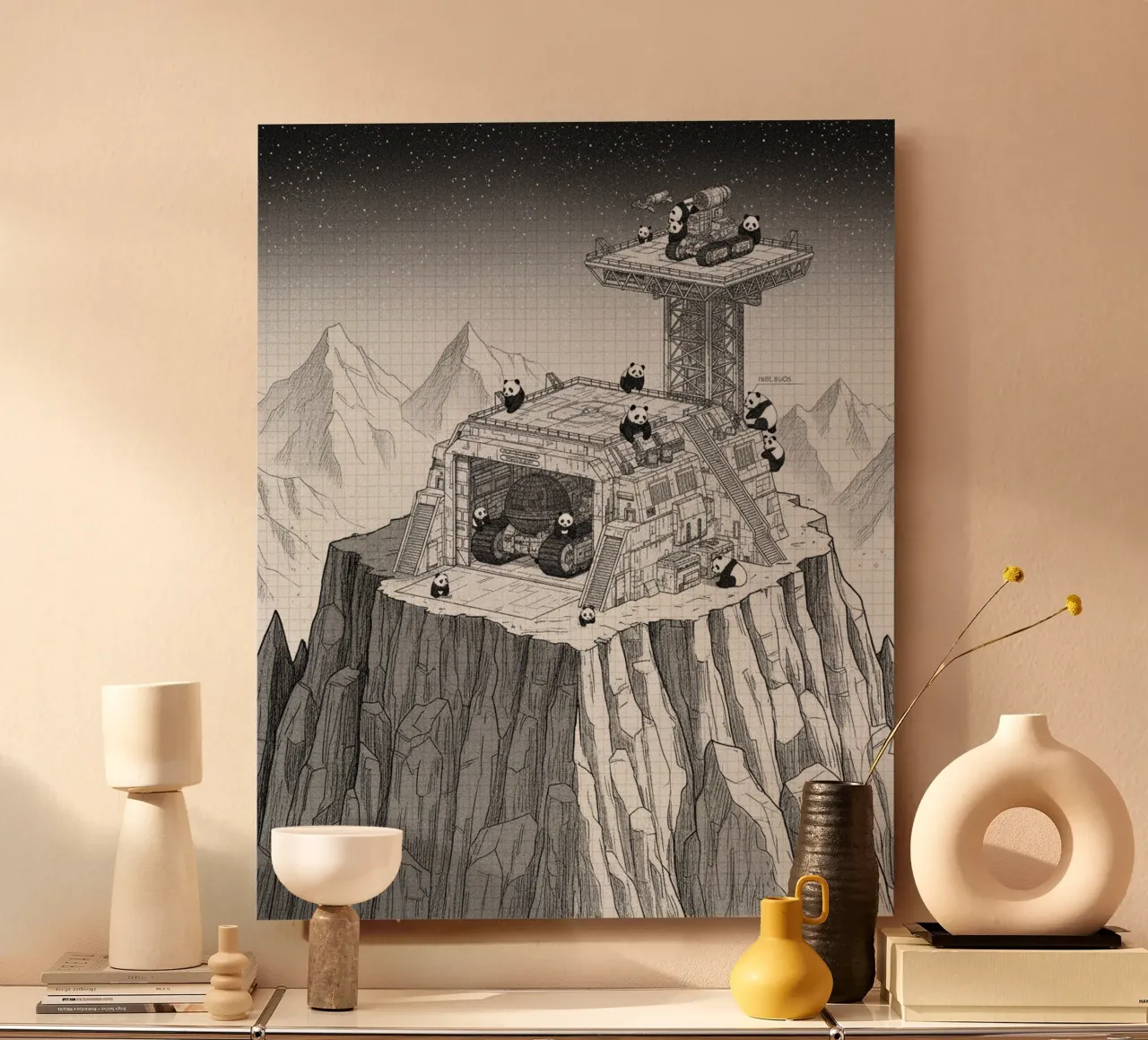 Space Station in Black and White. Pandas included alluminio dibond da ZEN VACATION
