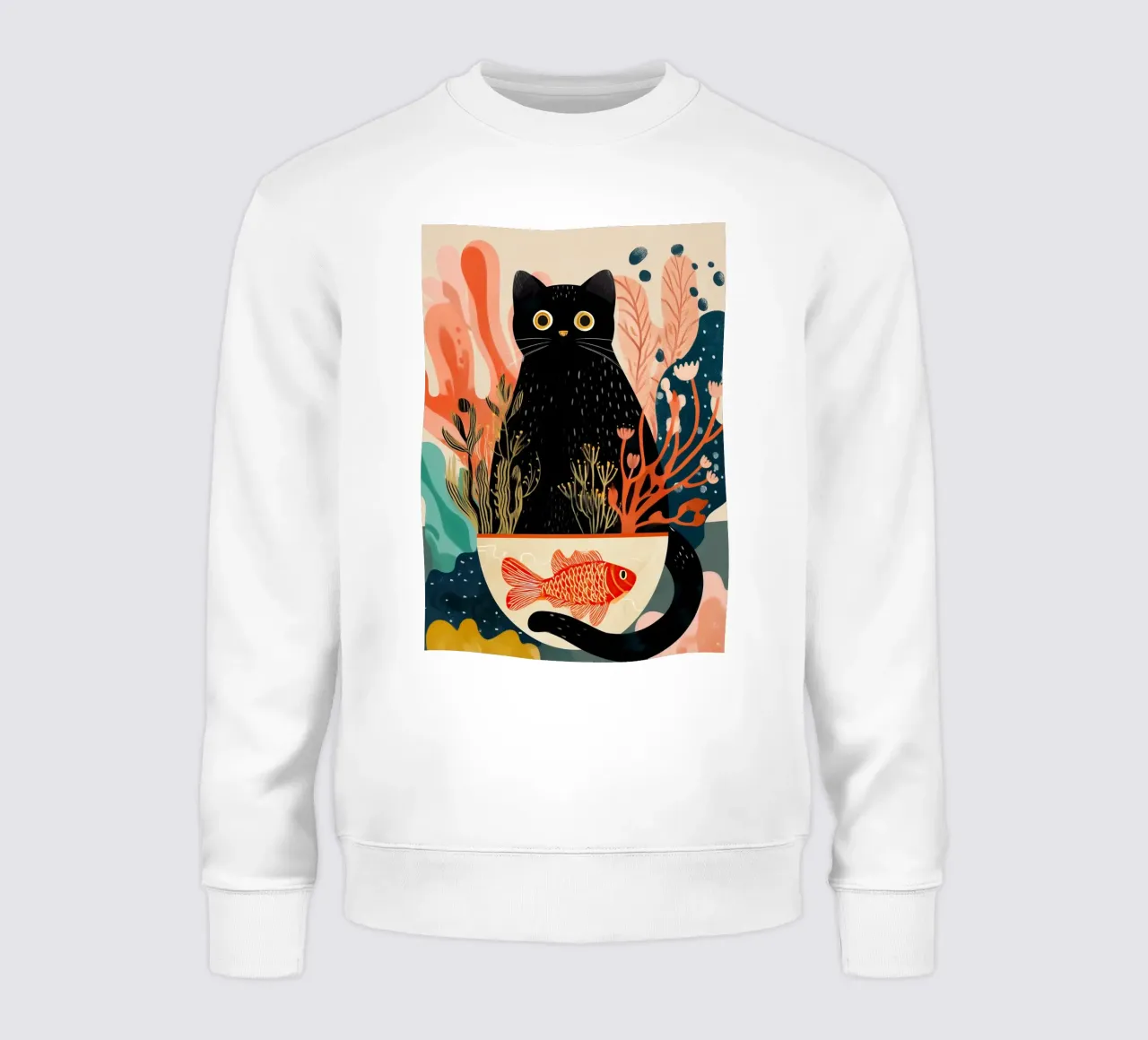 Black Cat and Goldfish felpa da Luca