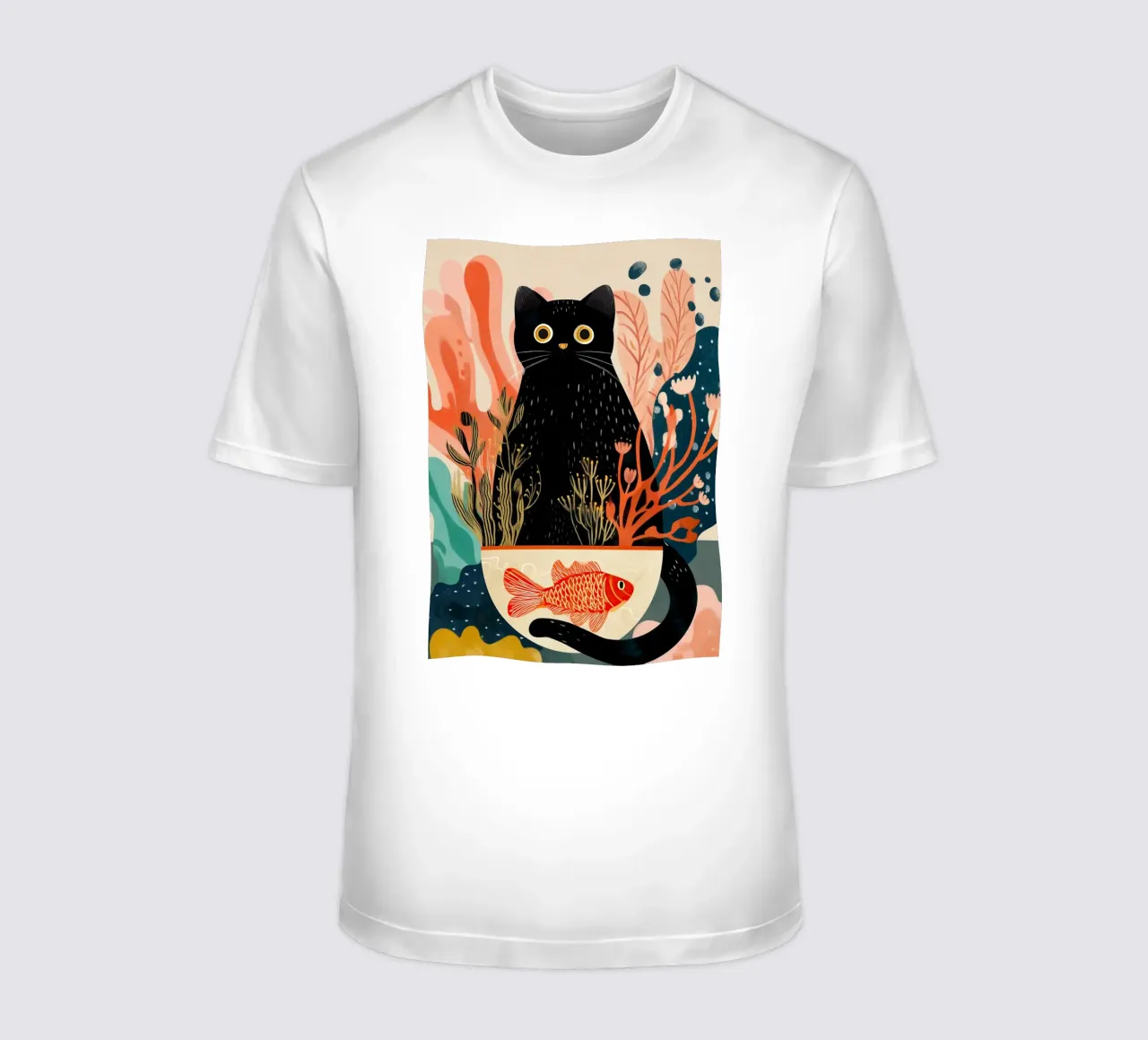 Black Cat and Goldfish t-shirt da Luca
