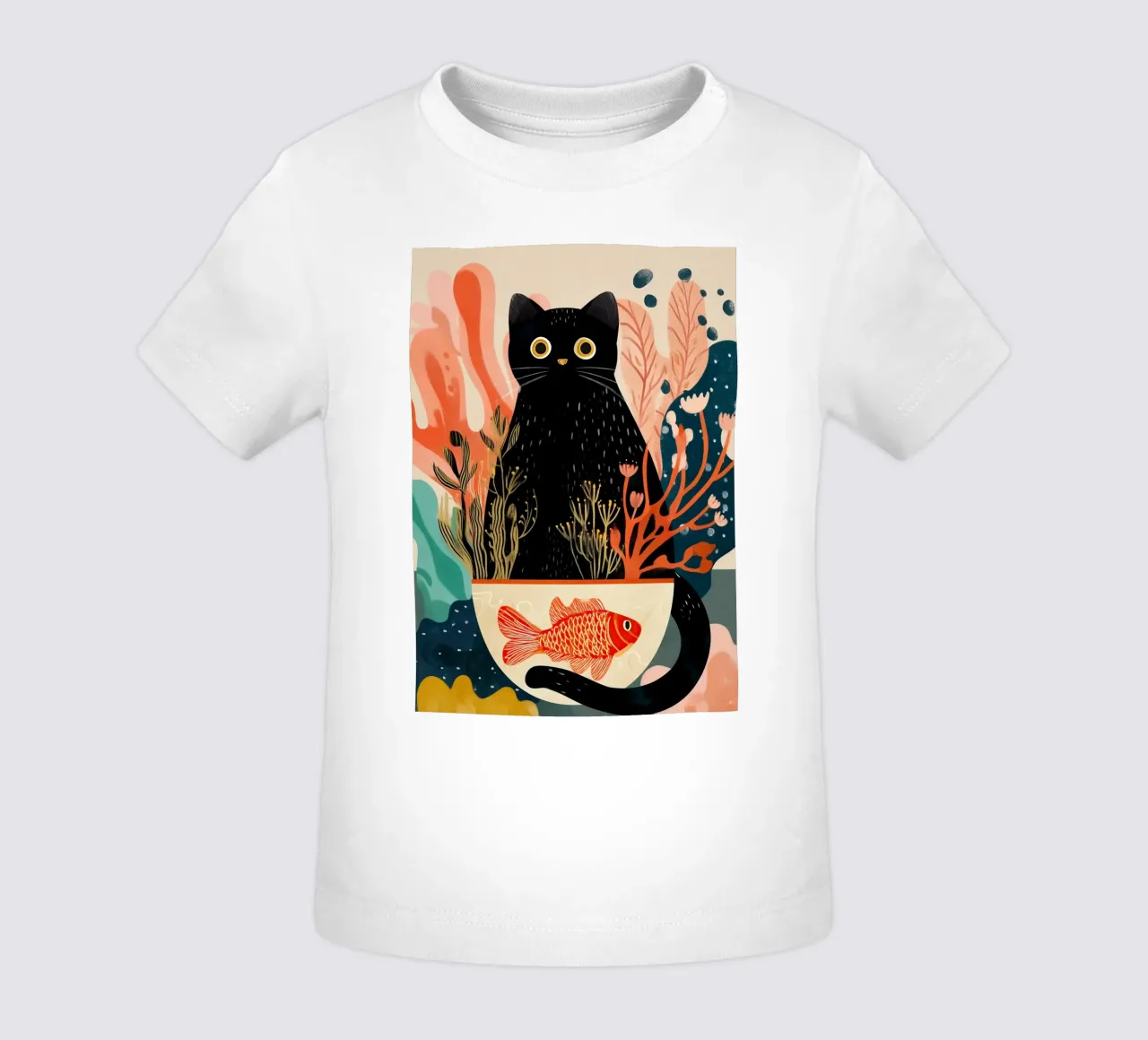 Black Cat and Goldfish maglietta neonato da Luca