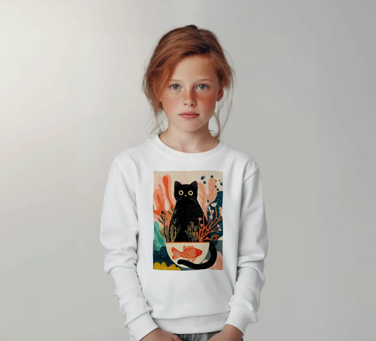 Black Cat and Goldfish sudadera para niño de Luca