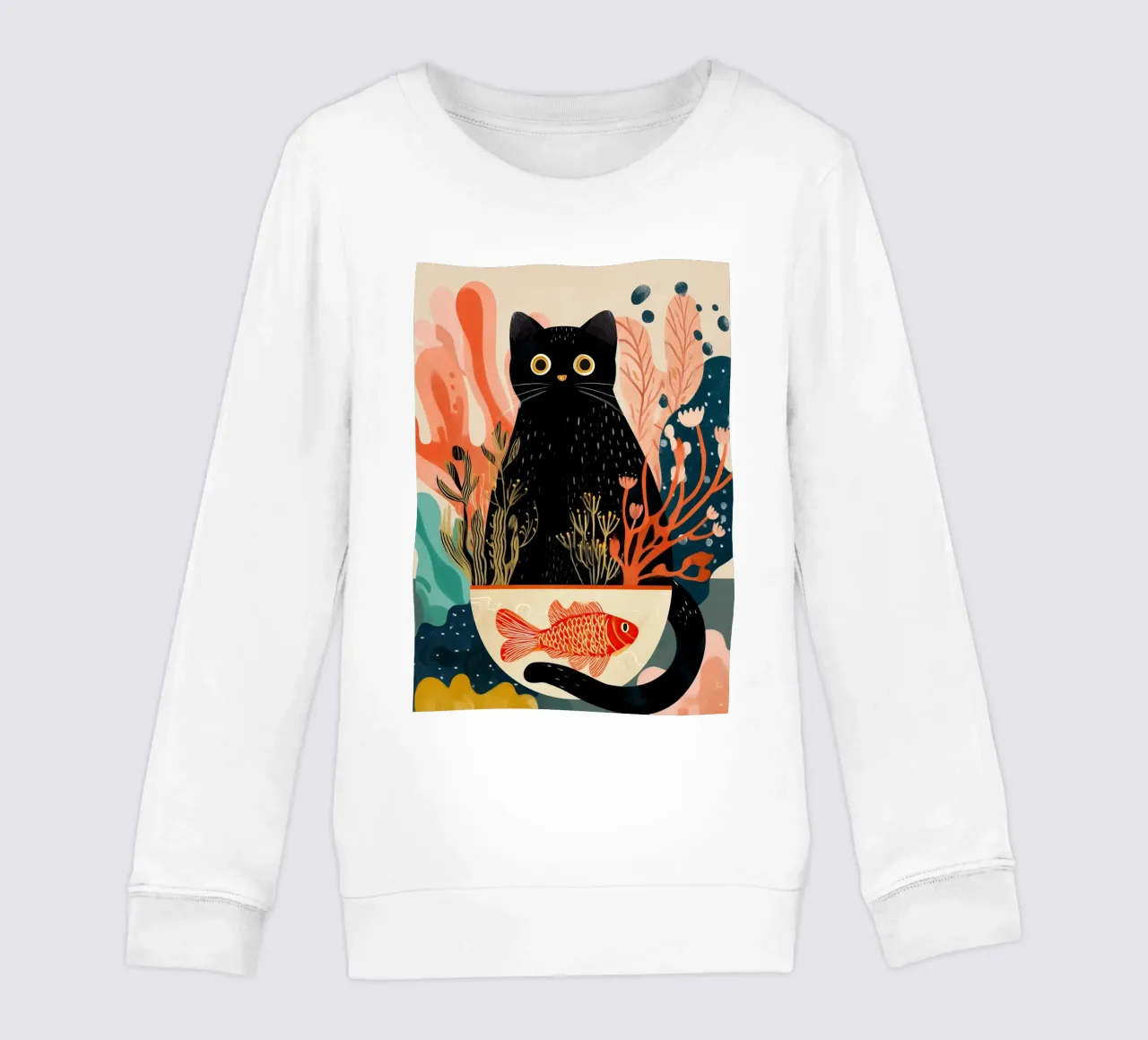 Black Cat and Goldfish sudadera para niño de Luca