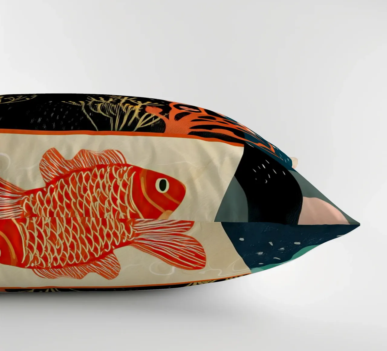 Black Cat and Goldfish cuscino da Luca