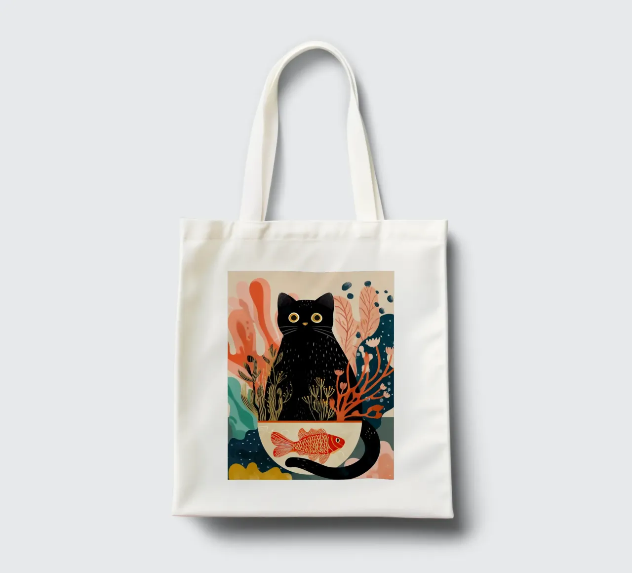 Black Cat and Goldfish borsa in juta da Luca