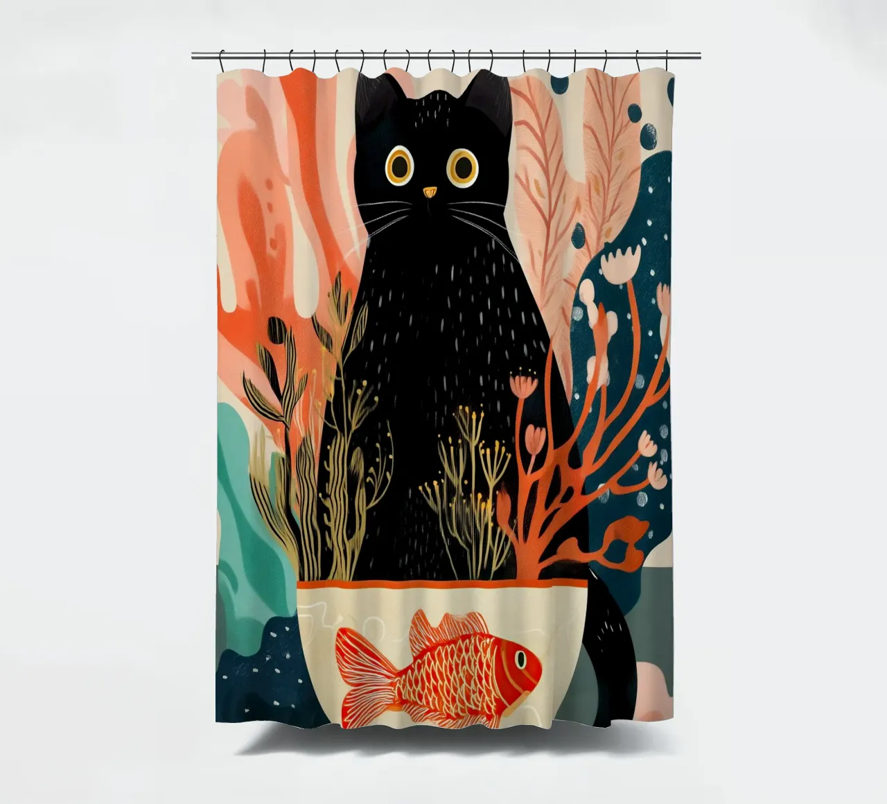 Black Cat and Goldfish tenda da doccia da Luca