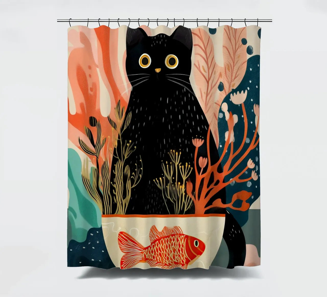 Black Cat and Goldfish tenda da doccia da Luca