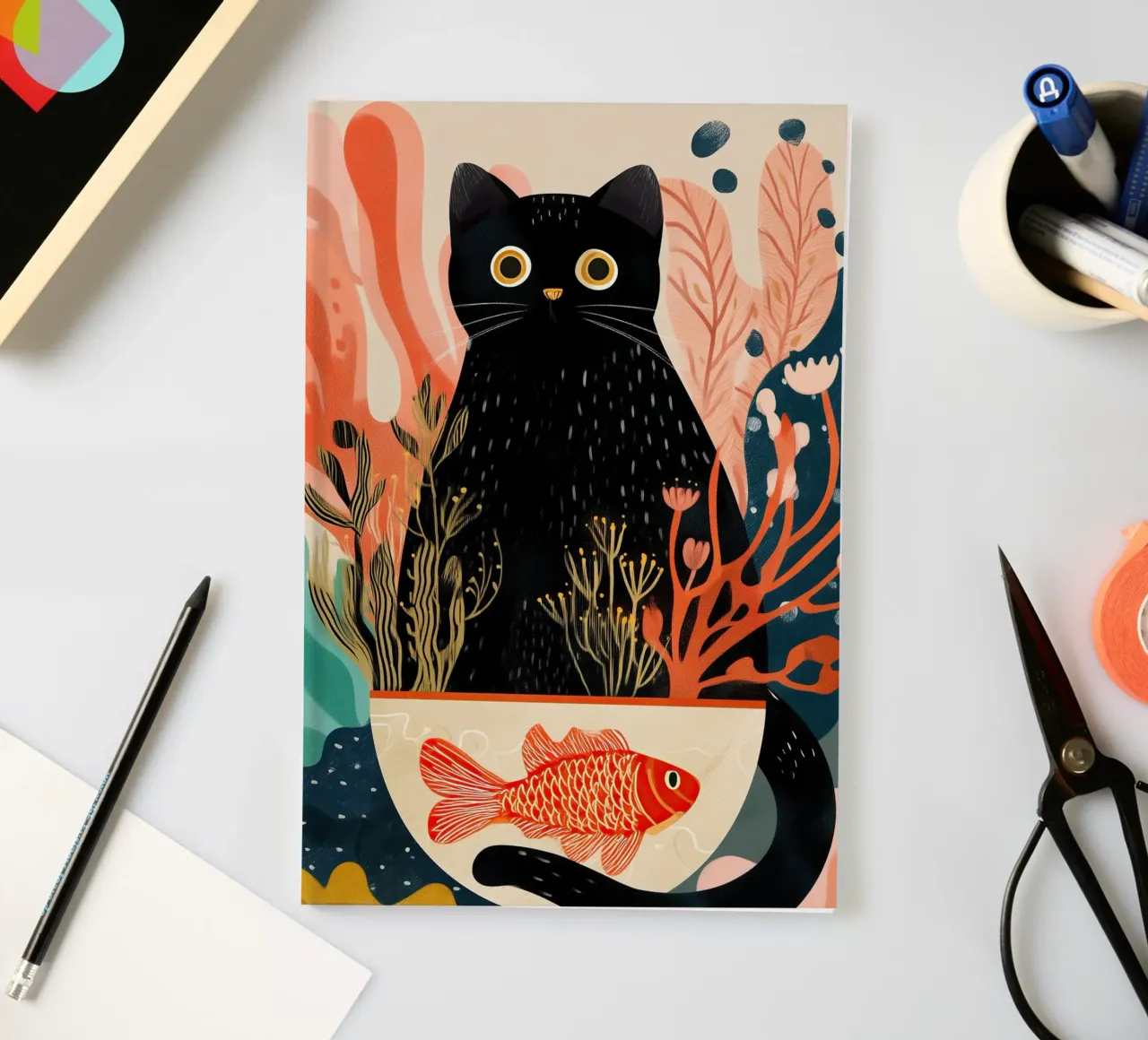 Black Cat and Goldfish notebook by Luca