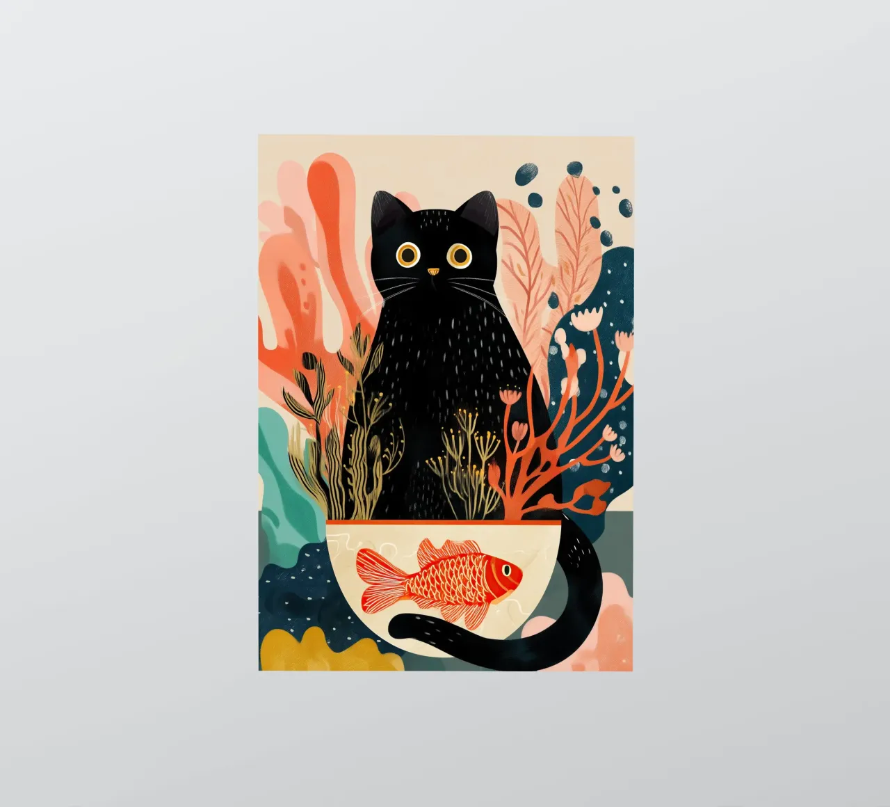 Black Cat and Goldfish adesivo da Luca
