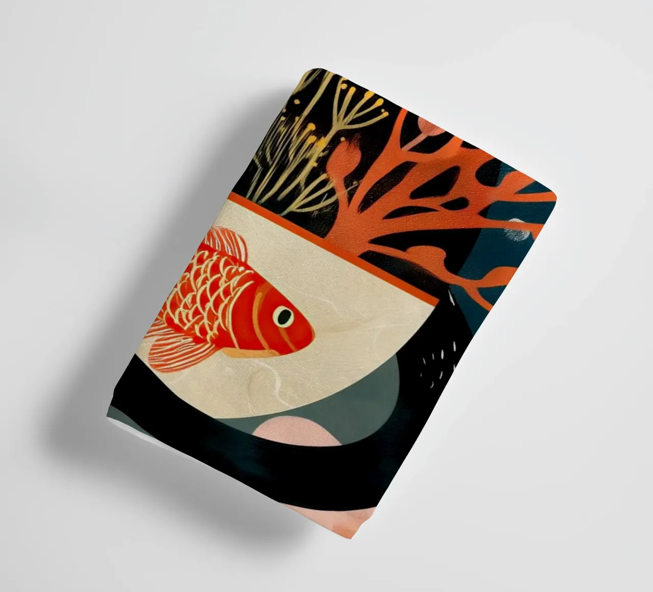Black Cat and Goldfish towel by Luca