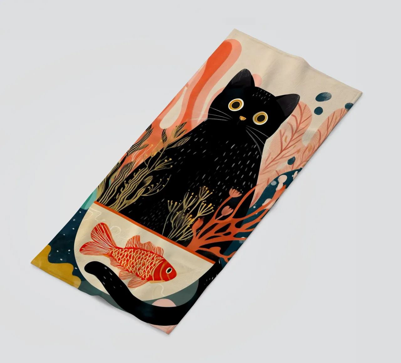 Black Cat and Goldfish telo mare da Luca