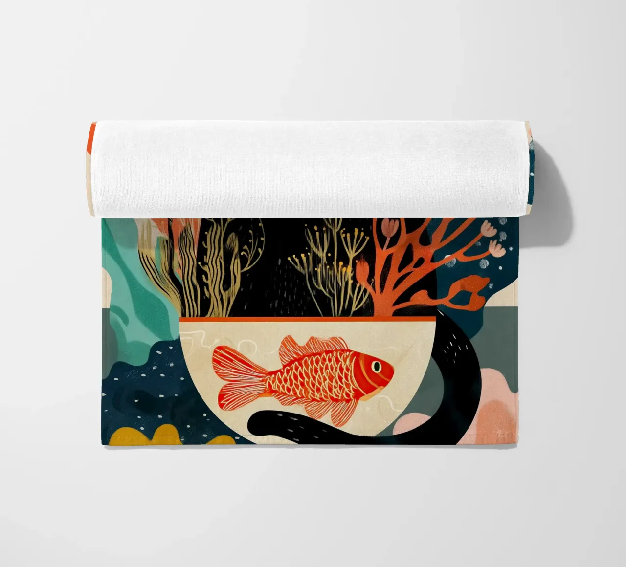 Black Cat and Goldfish telo mare da Luca