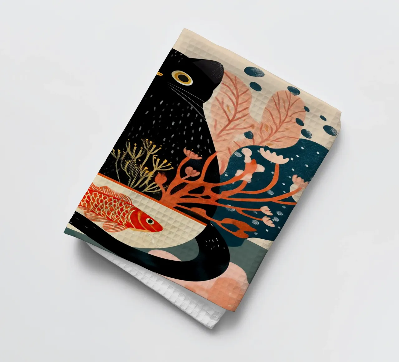 Black Cat and Goldfish torchon de Luca