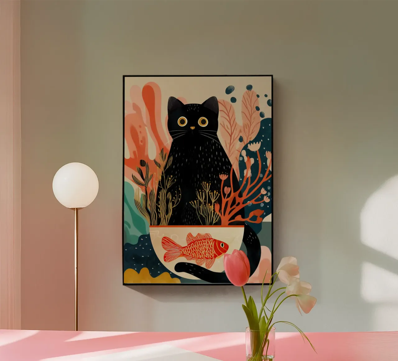 Black Cat and Goldfish plexiglass da Luca
