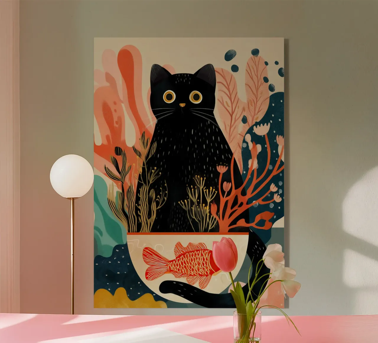 Black Cat and Goldfish plexiglass da Luca