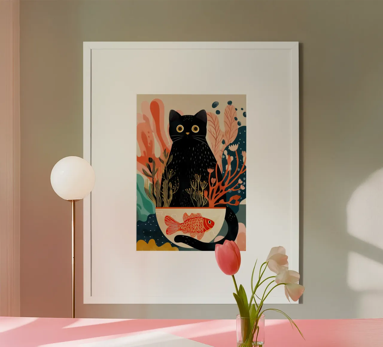 Black Cat and Goldfish poster da Luca