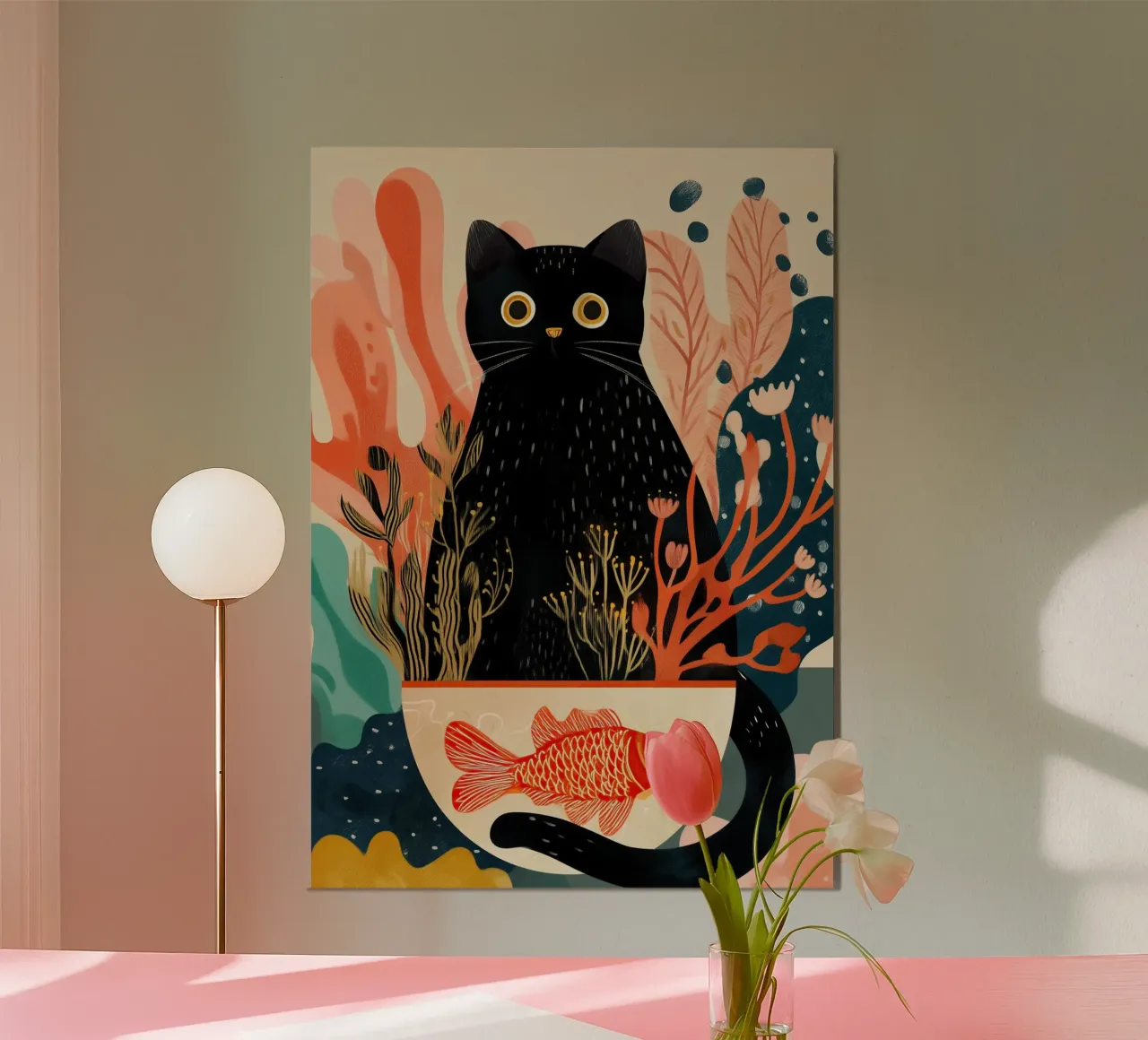 Black Cat and Goldfish poster da Luca