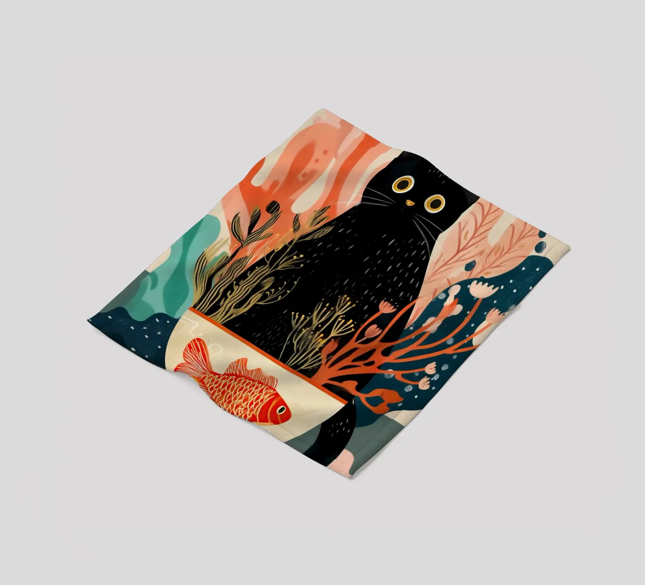 Black Cat and Goldfish coperta in pile da Luca