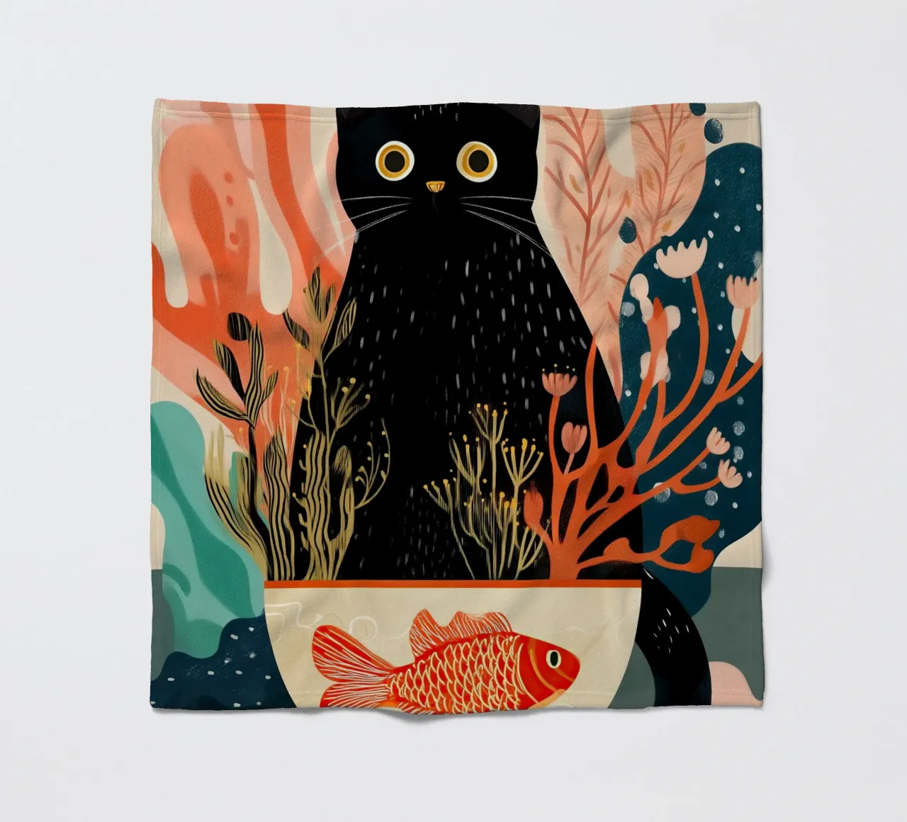 Black Cat and Goldfish coperta in pile da Luca