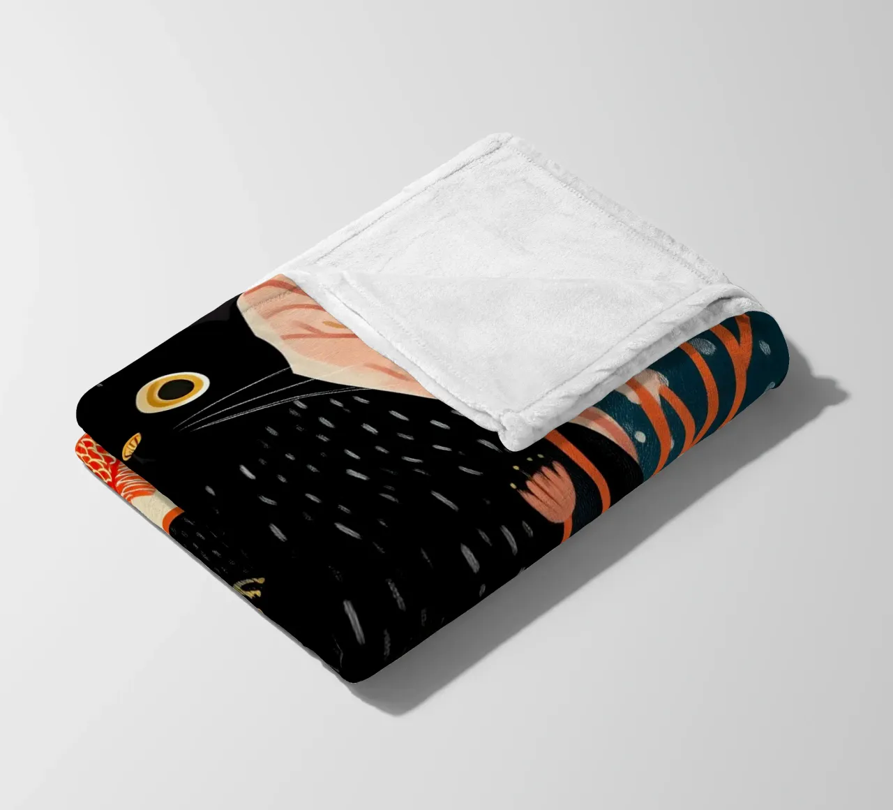 Black Cat and Goldfish coperta in pile da Luca