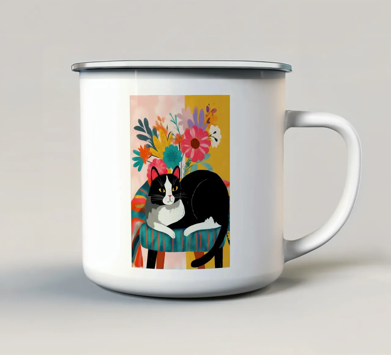 Bloom and Purr emaille mok van Luca