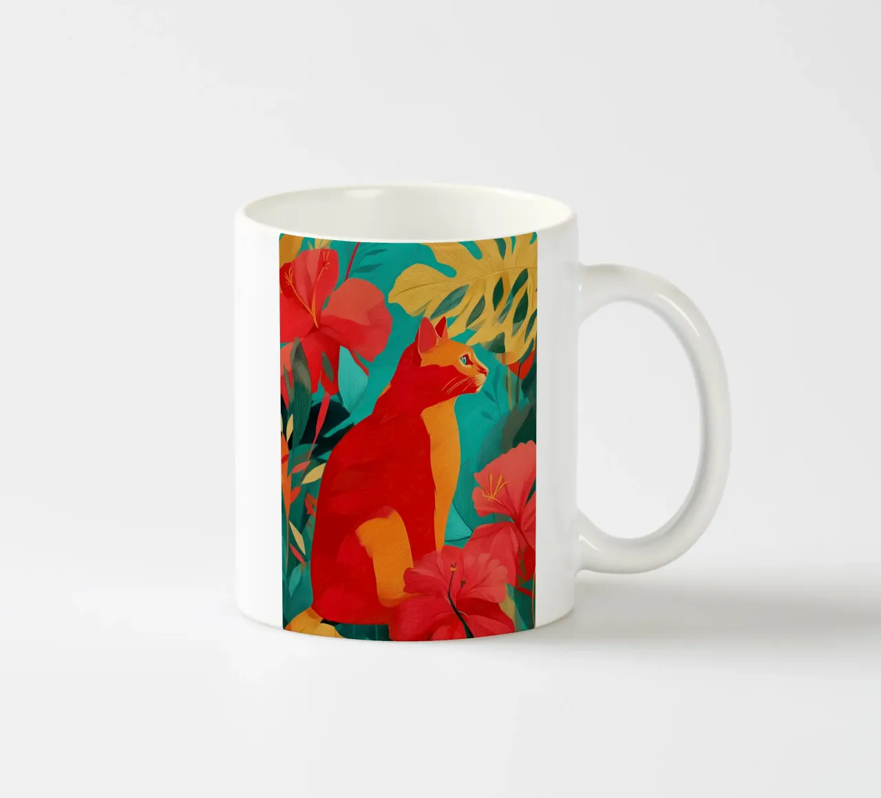 Cat Among Hibiscus tazza in ceramica da Luca
