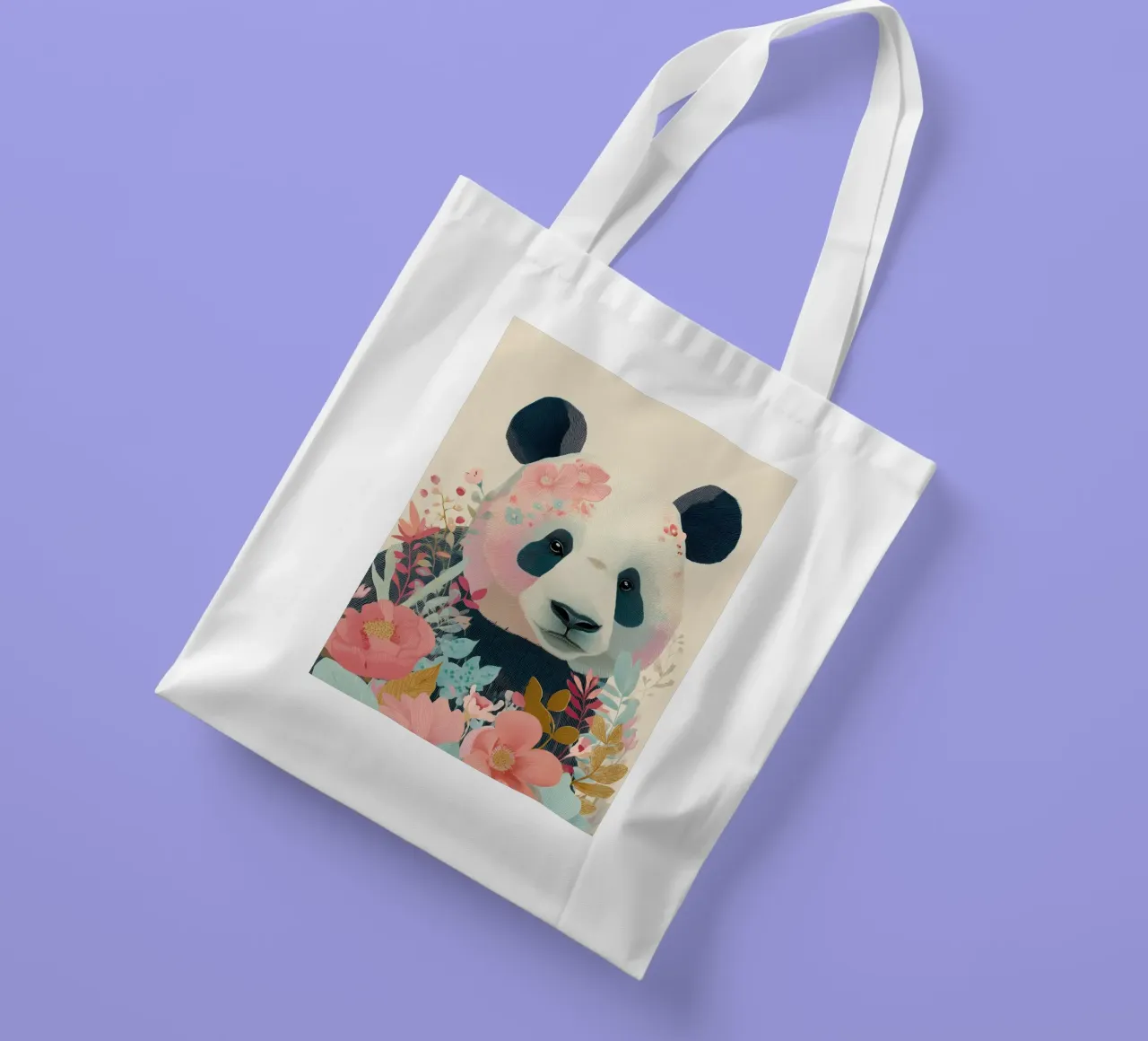 Panda in Bloom borsa in juta da Luca