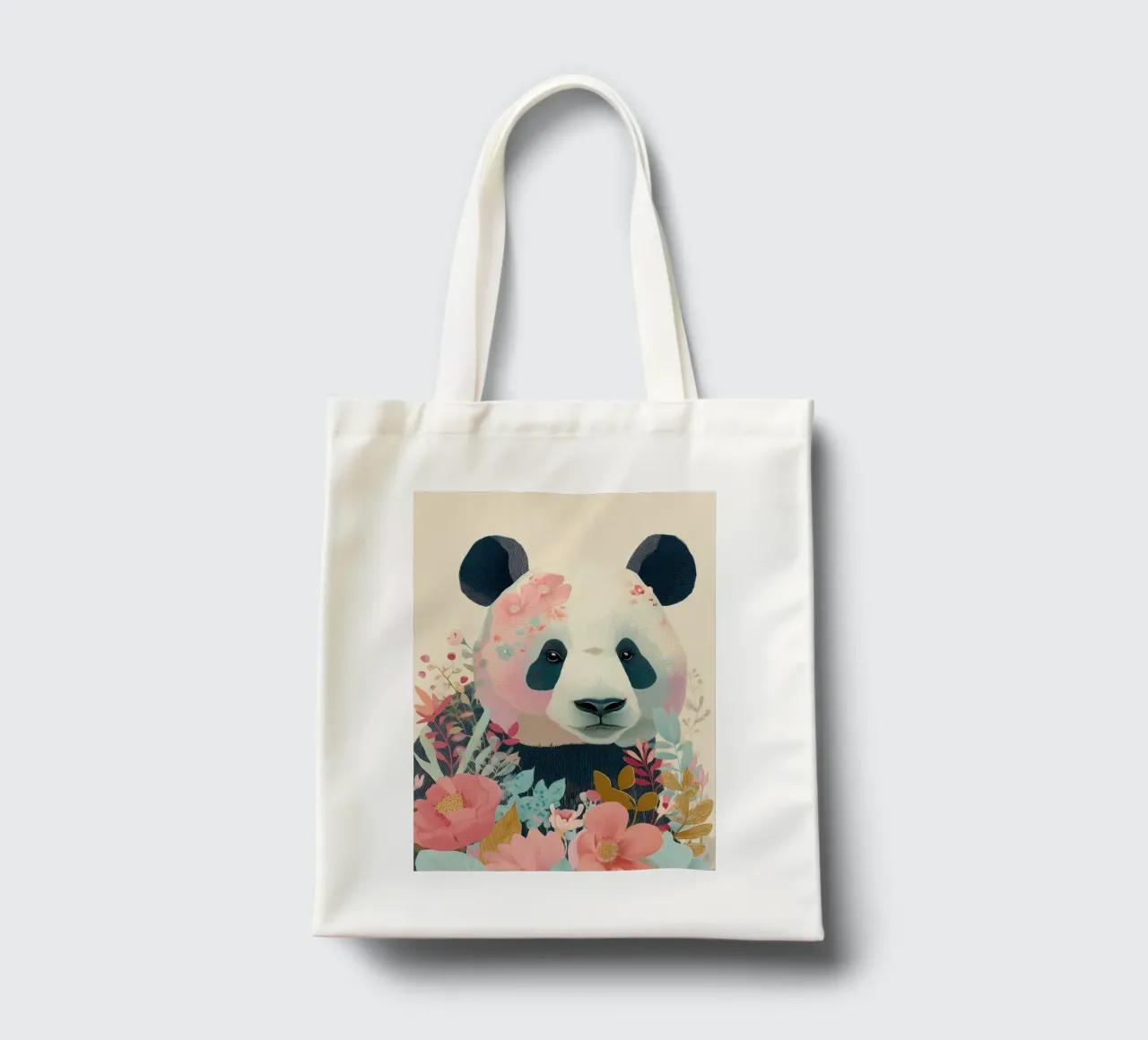 Panda in Bloom borsa in juta da Luca